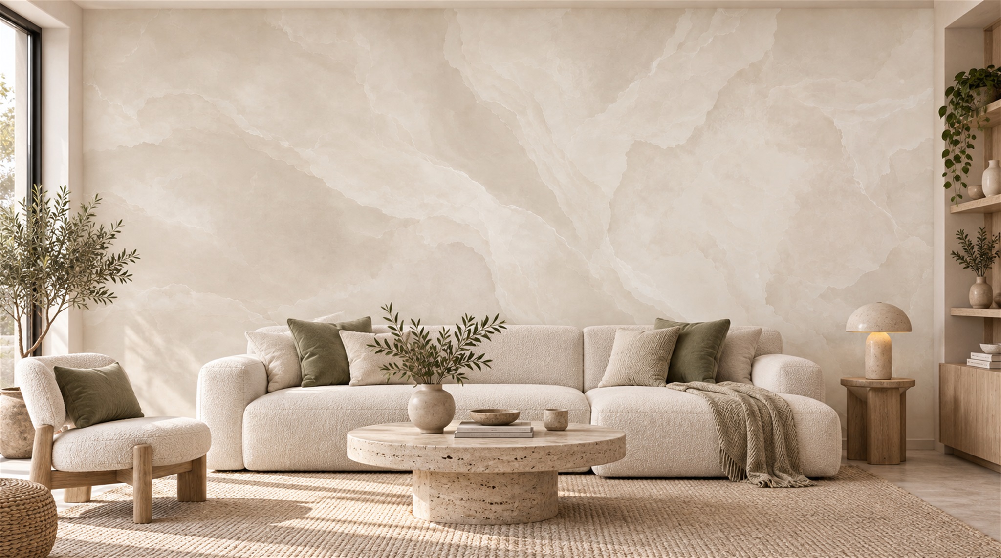 Ivory And Red Marble Veining Wallpaper Mural Bedroom-wallpaper-murals, Peel-and-stick Finish