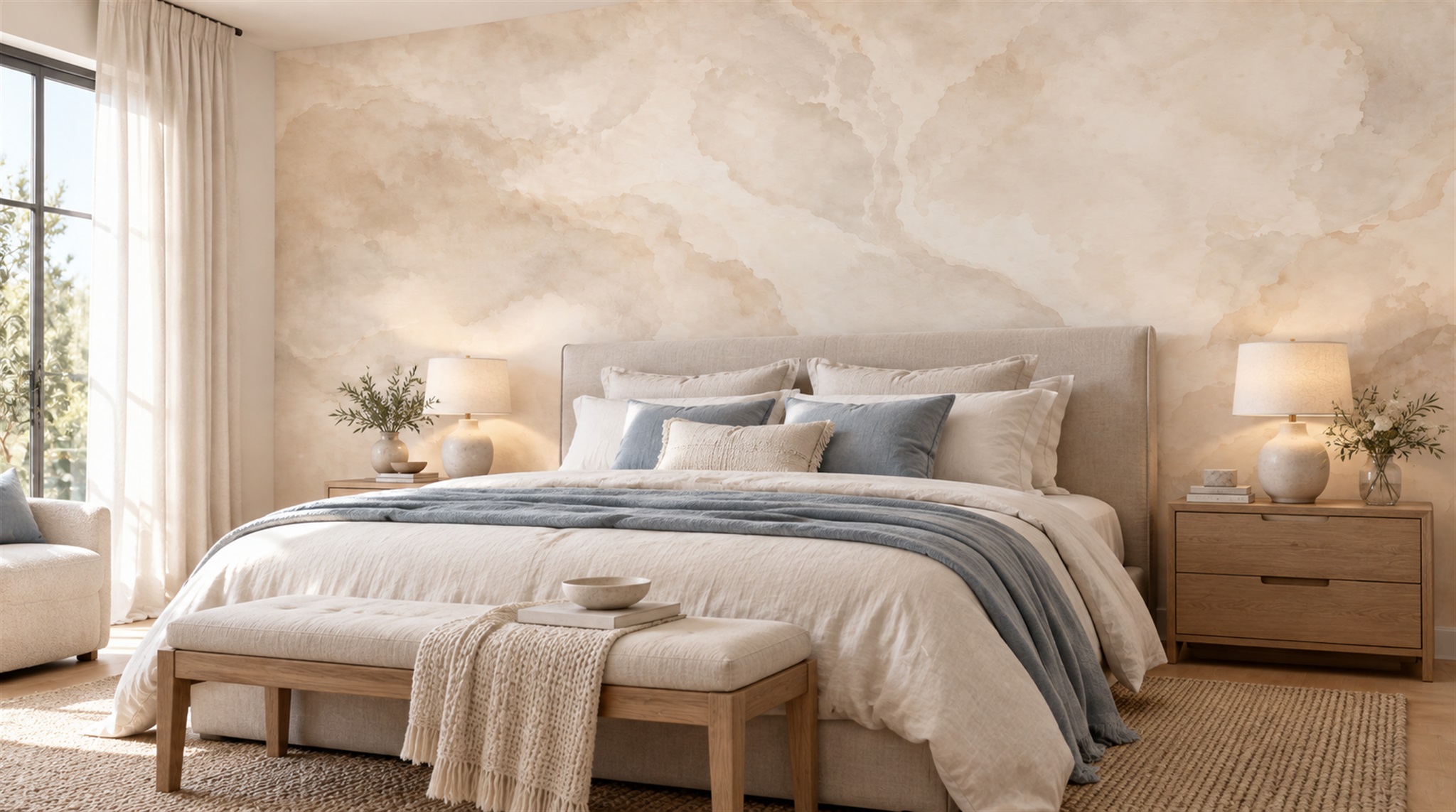 Ivory And Red Marble Veining Decorative Wallpaper Mural Bedroom-wallpaper-murals, Peel-and-stick Finish