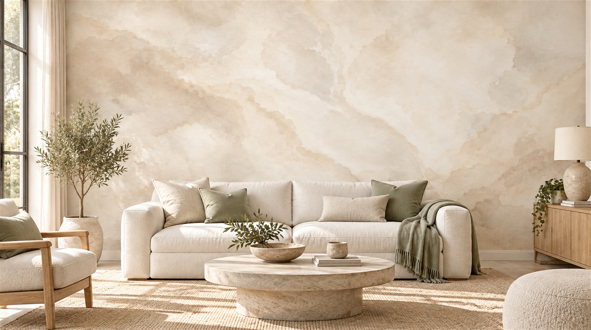 Ivory And Red Marble Veining Decorative Wallpaper Mural Office-wallpaper-murals, Shown In A Home Office, Peel-and-stick Finish