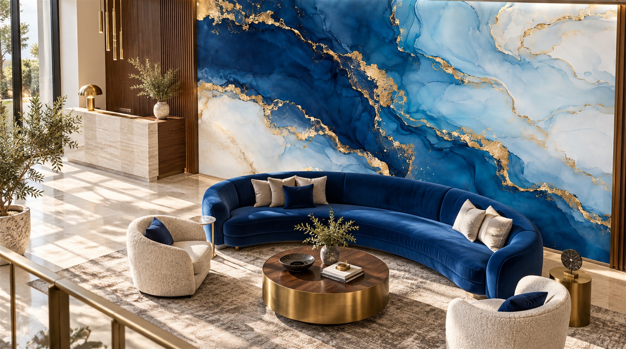 Red And Blue Marble Veining Decorative Wallpaper Mural Feature-wall-wallpaper-murals, Peel-and-stick Finish