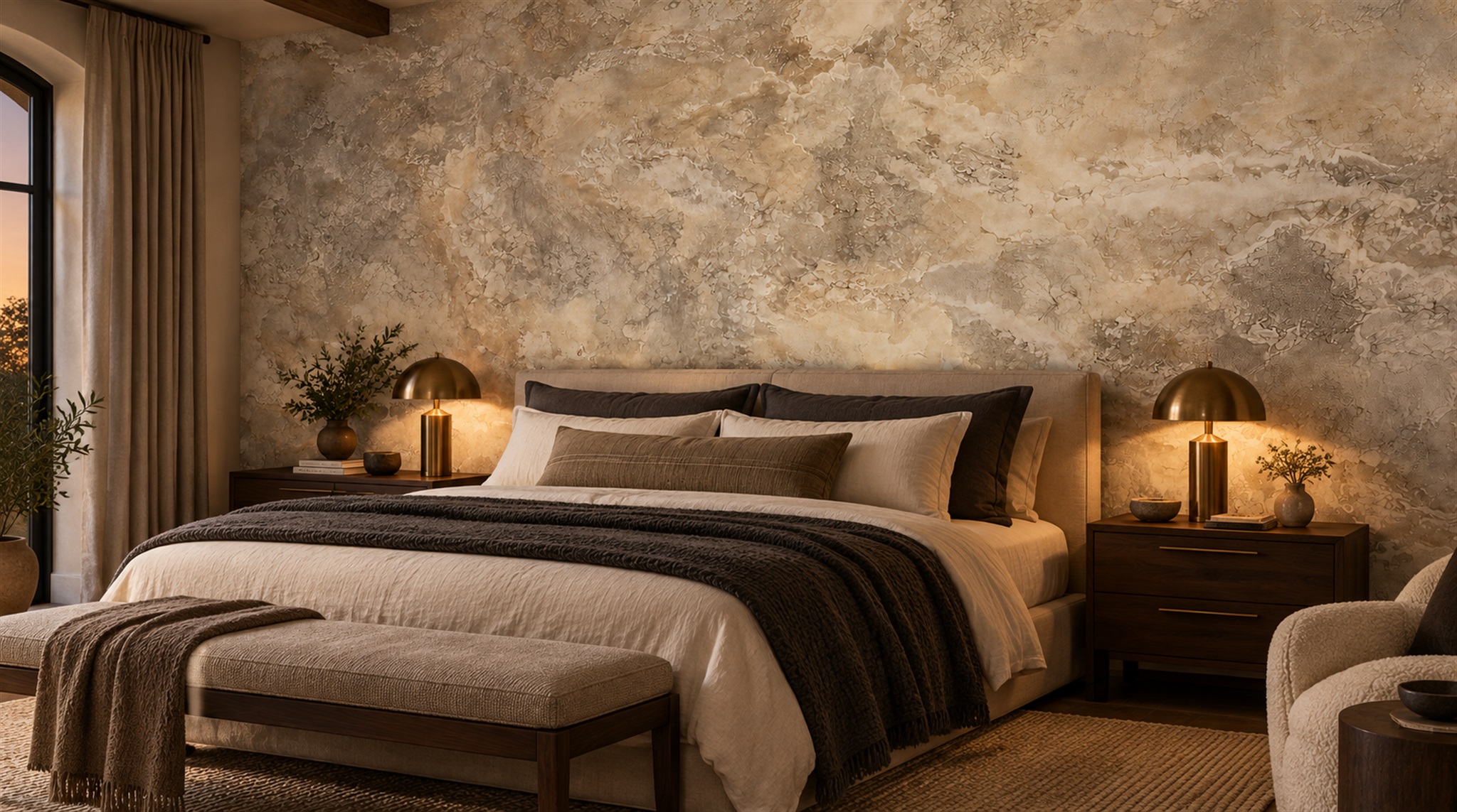Red And Neutral Stone Texture Wallpaper Mural Bedroom-wallpaper-murals, Peel-and-stick Finish
