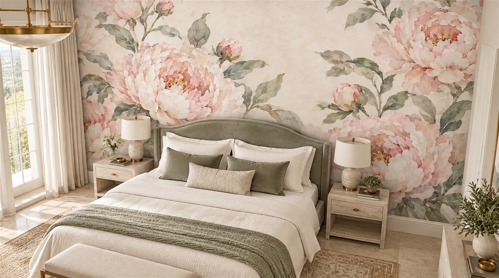 Red And Pink Decorative Patterning Organic Wallpaper Mural Feature-wall-wallpaper-murals, Peel-and-stick Finish