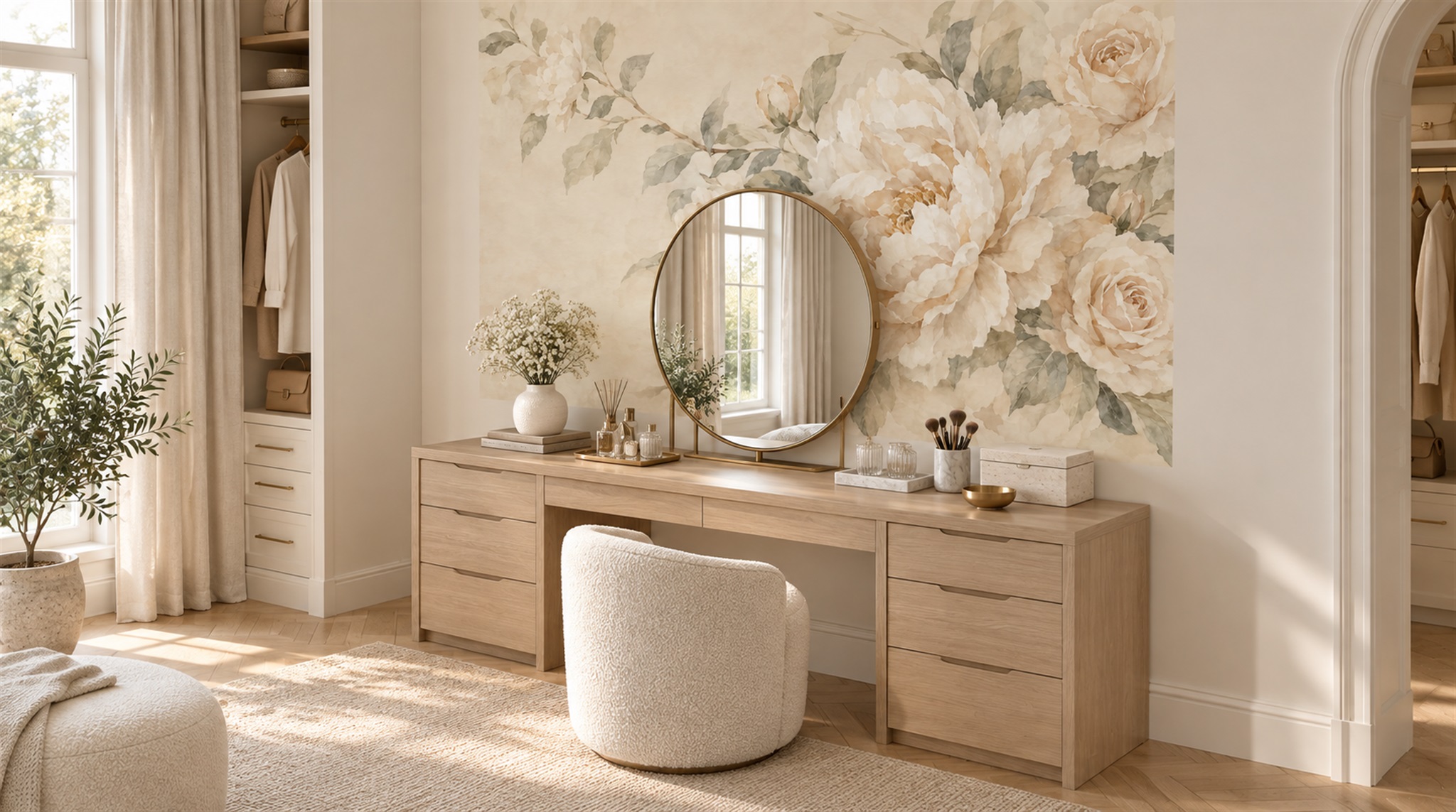 Ivory And Red Decorative Patterning Wallpaper Mural Layered Accent-wall-wallpaper-murals, Peel-and-stick Finish