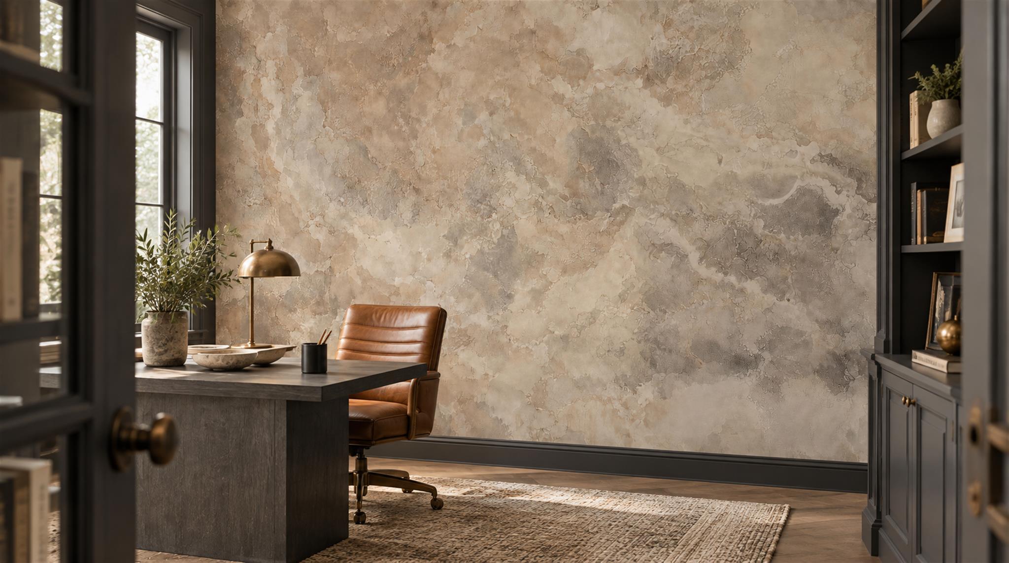 Red And Neutral Stone Texture Decorative Wallpaper Mural Spa-wallpaper-murals, Peel-and-stick Finish