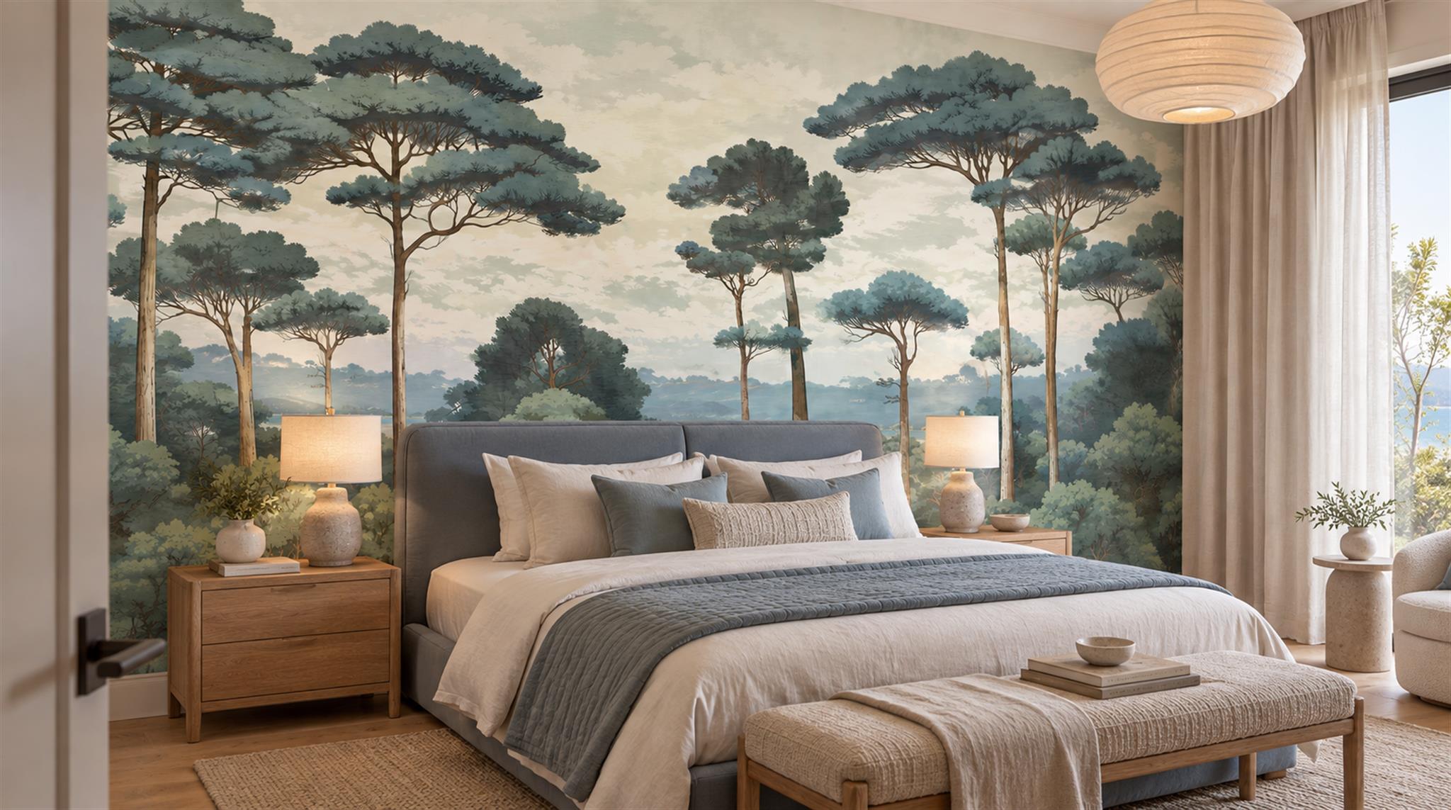 Tan And Red Decorative Patterning Wallpaper Mural, Peel-and-stick Finish