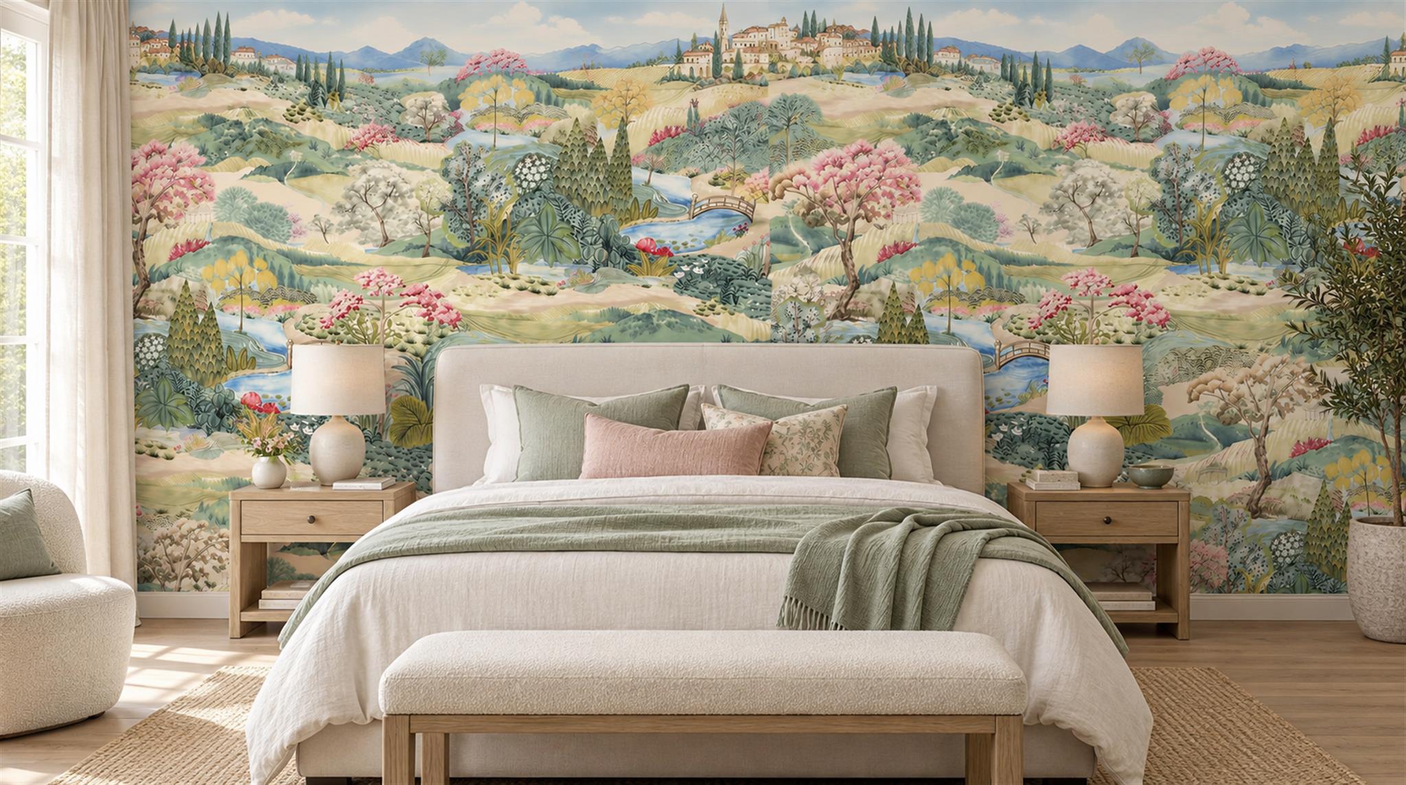 Red And Neutral Decorative Patterning Wallpaper Mural Layered Marks Bedroom-wallpaper-murals, Peel-and-stick Finish