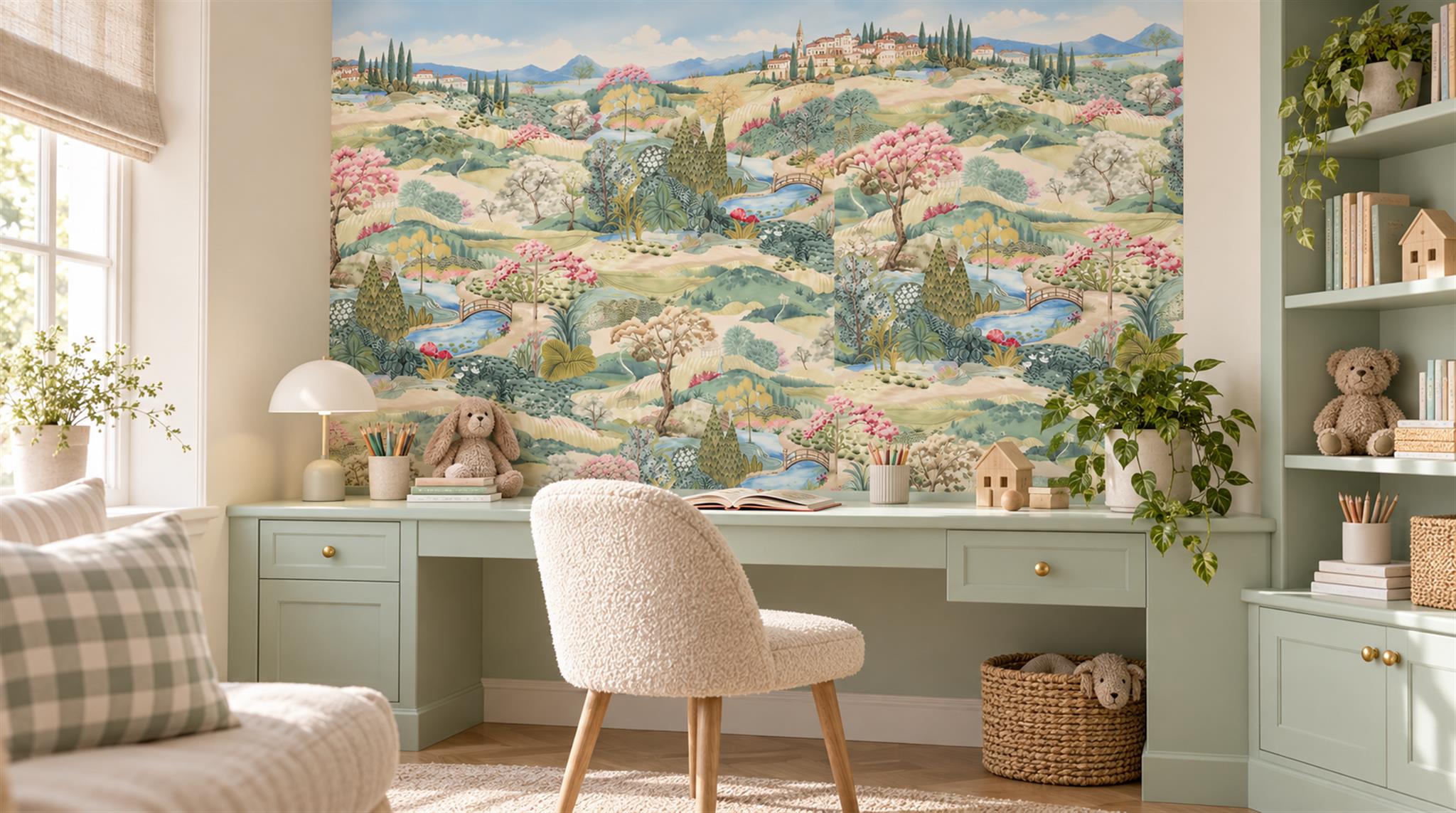 Red And Neutral Decorative Patterning Wallpaper Mural Layered Marks Accent-wall-wallpaper-murals, Peel-and-stick Finish