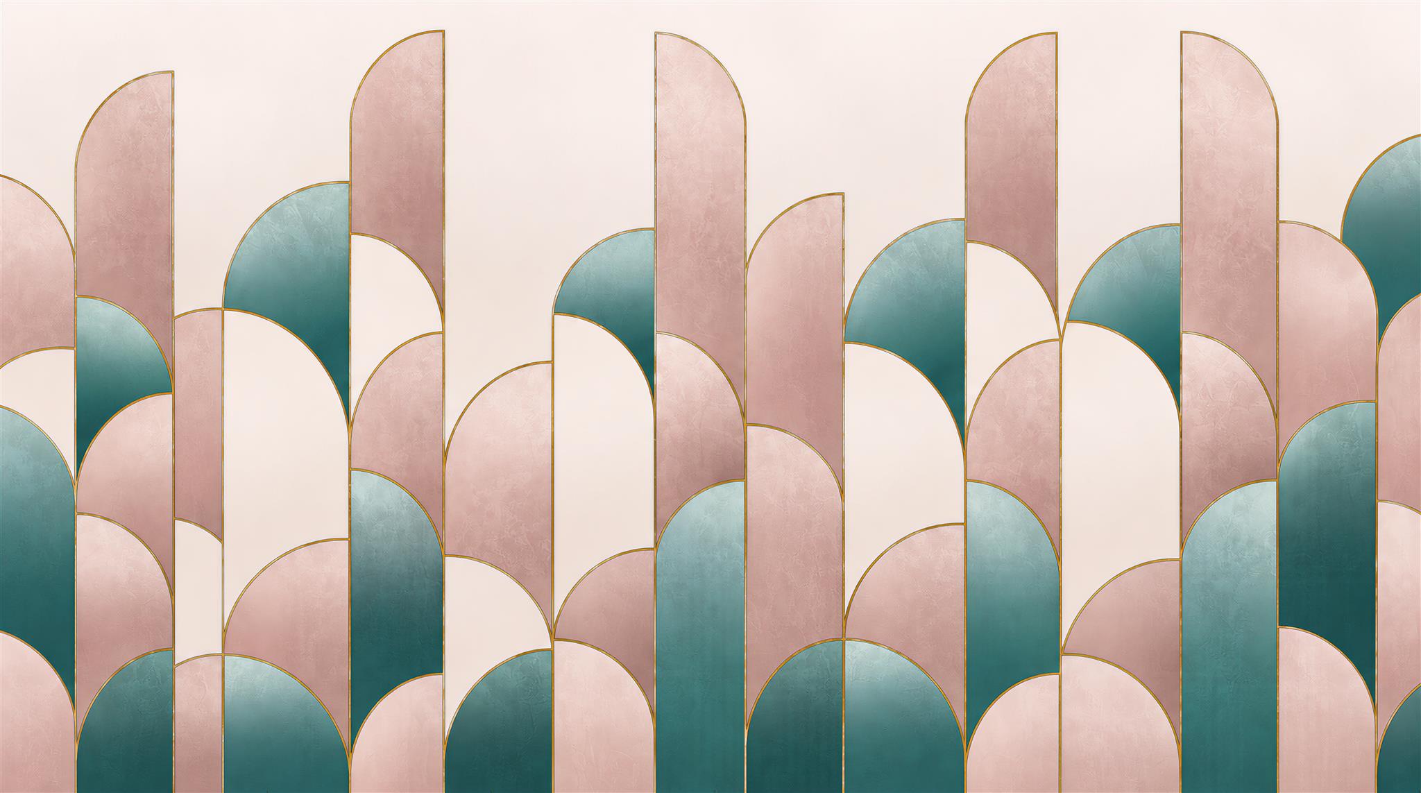 Red And Soft Pastel Decorative Patterning Wallpaper Layered Wallpaper Feature-wall-wallpaper-murals, Peel-and-stick Finish