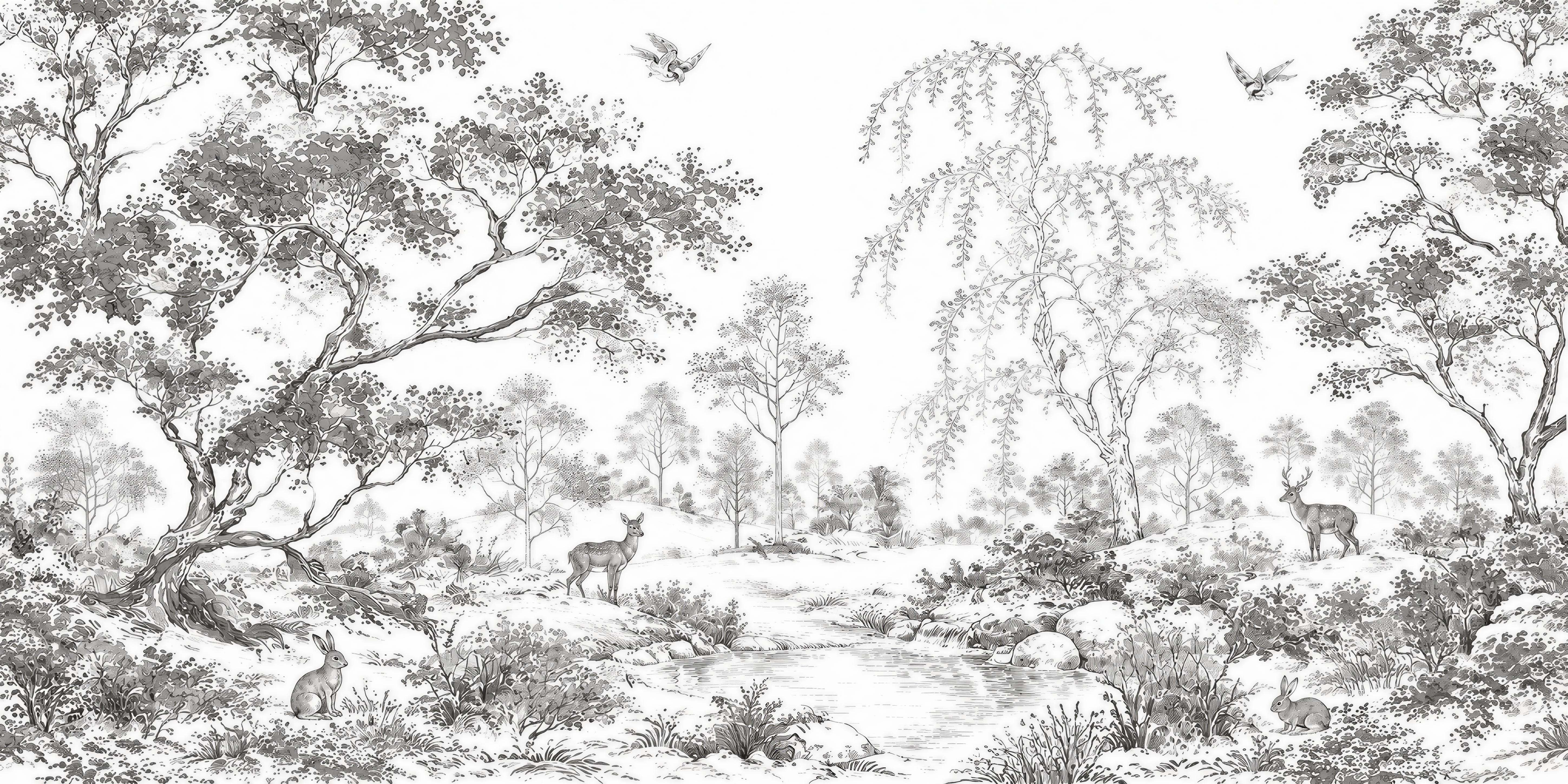 Red And Neutral A Painterly Scenic View Painterly Wallpaper, Peel-and-stick Finish