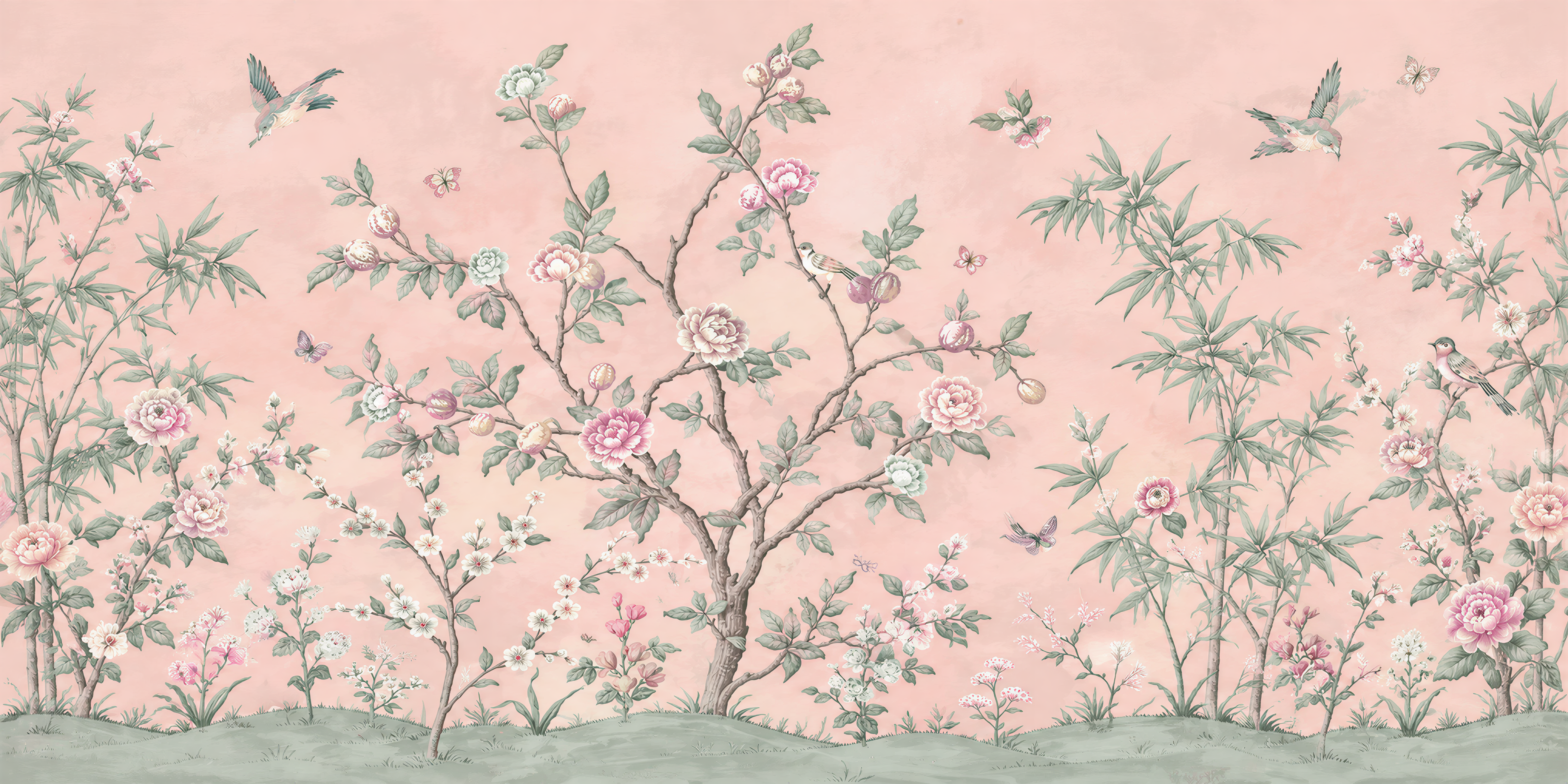 Red And Pink Decorative Patterning Atmospheric Wallpaper Mural, Peel-and-stick Finish