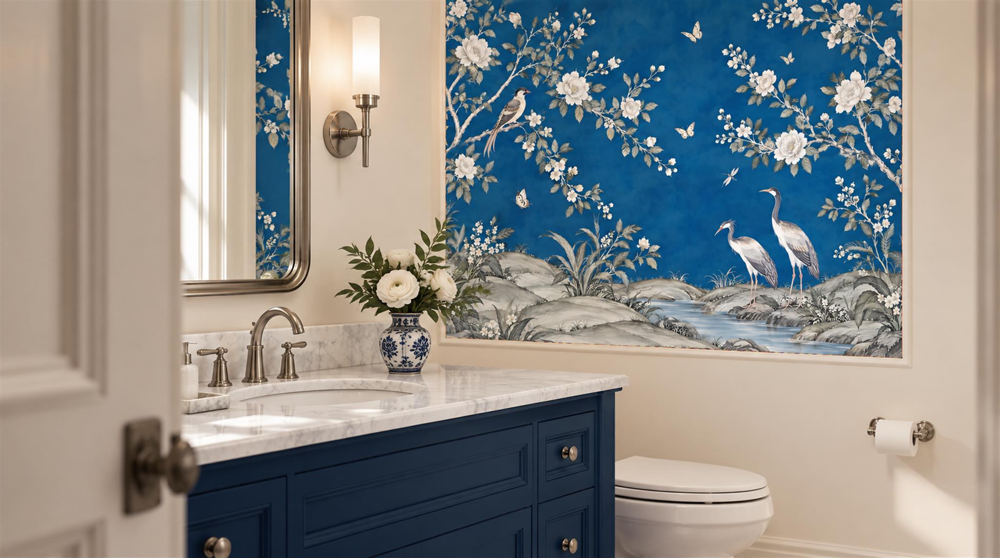Red And Blue Decorative Patterning Textured Wallpaper Mural Accent-wall-wallpaper-murals, Peel-and-stick Finish
