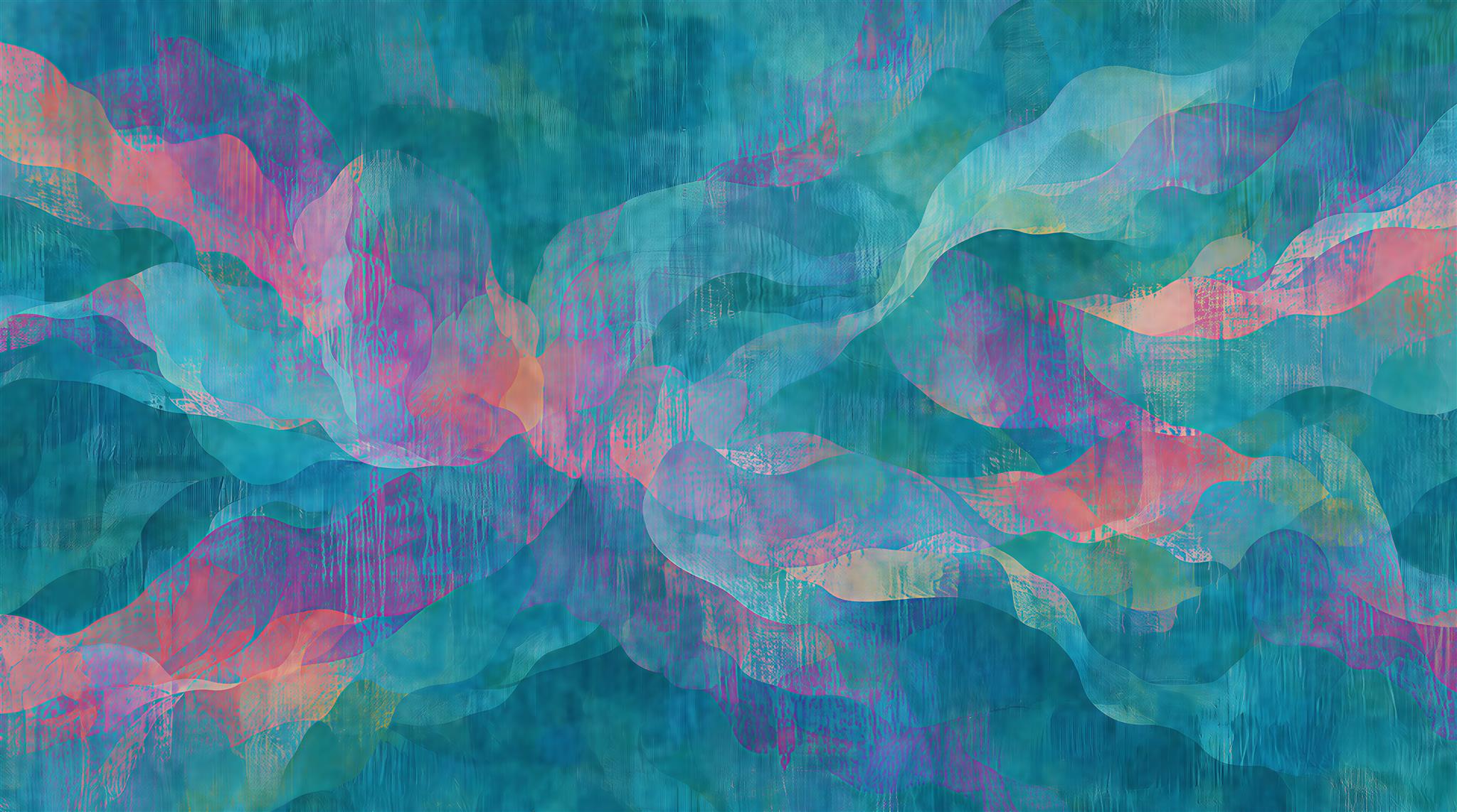 Red And Teal Decorative Patterning Wallpaper Mural Accent-wall-wallpaper-murals, Peel-and-stick Finish