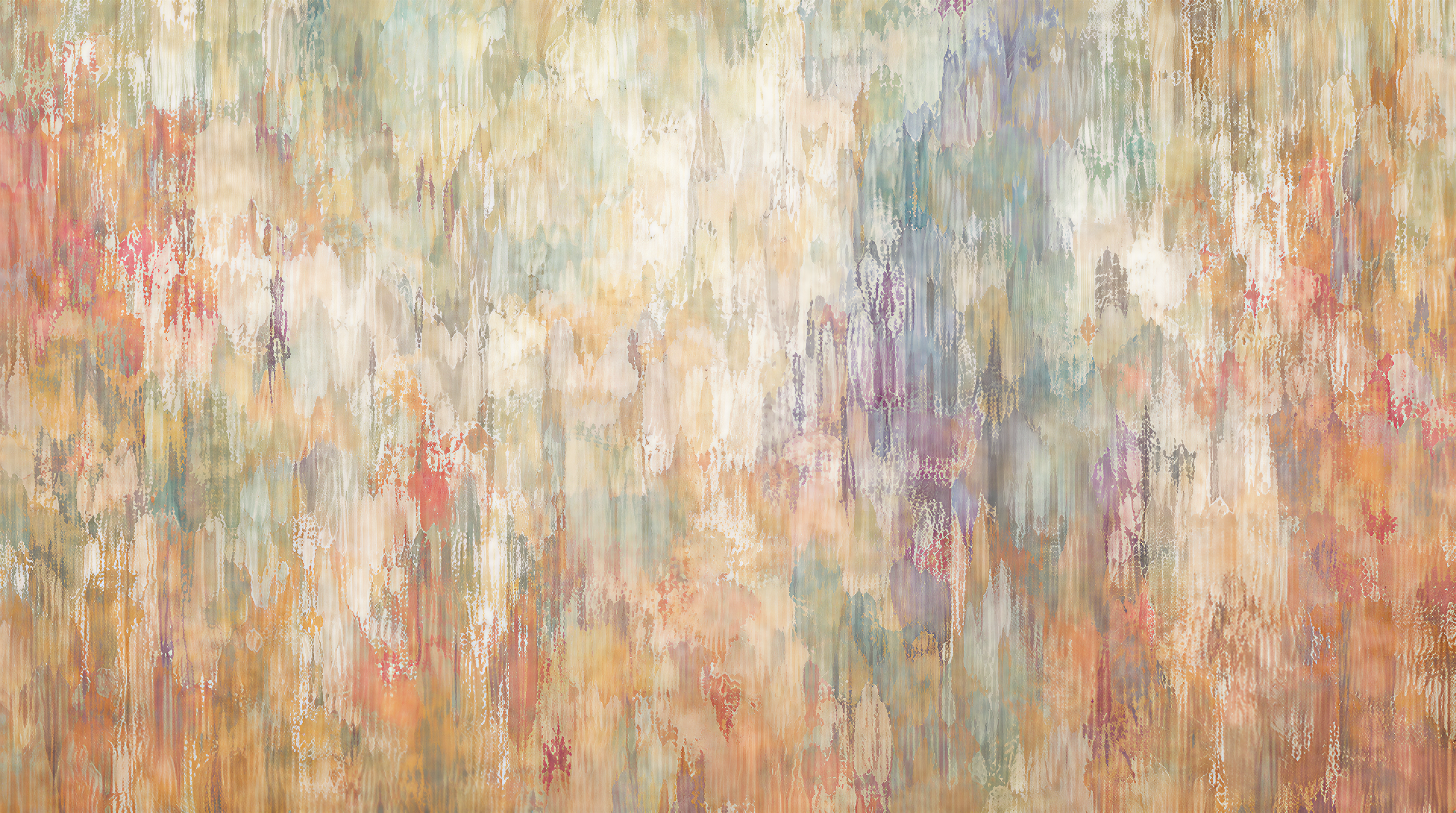 Red And Neutral Decorative Patterning Wallpaper Mural Layered Organic, Peel-and-stick Finish