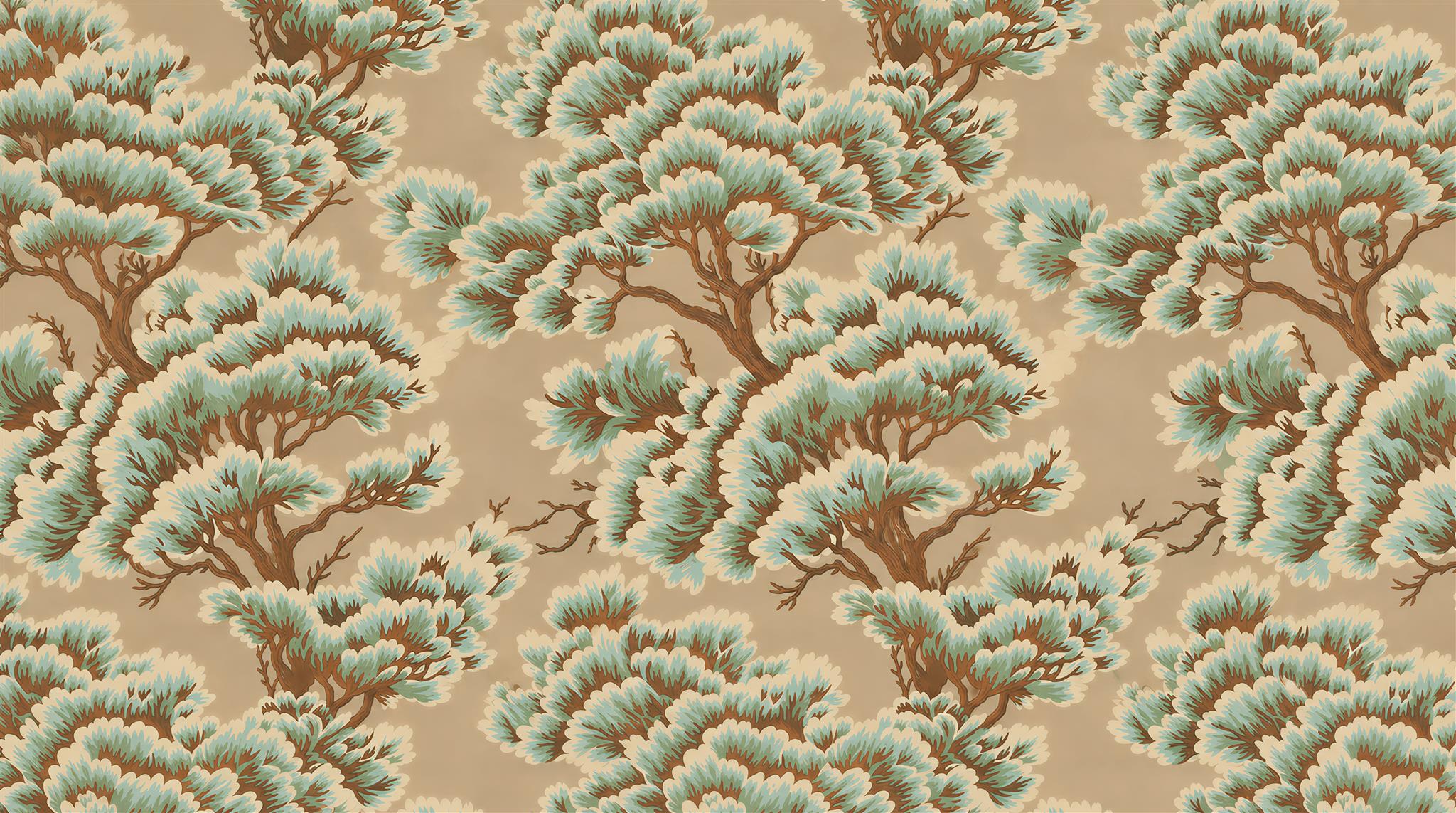 Sage Pine Tree Repeat Wallpaper Mural — Wallpaper Mural Design, Peel-and-stick Finish