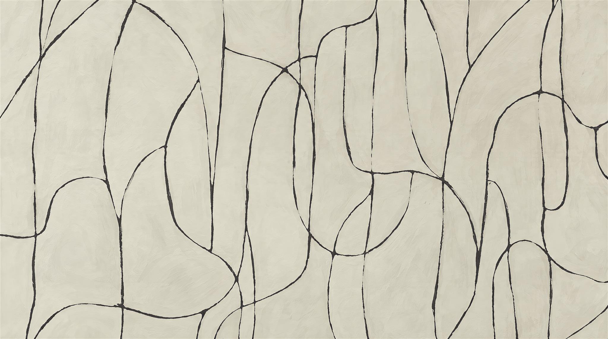 Ivory And Neutral Abstract Forms Wallpaper Mural, Peel-and-stick Finish