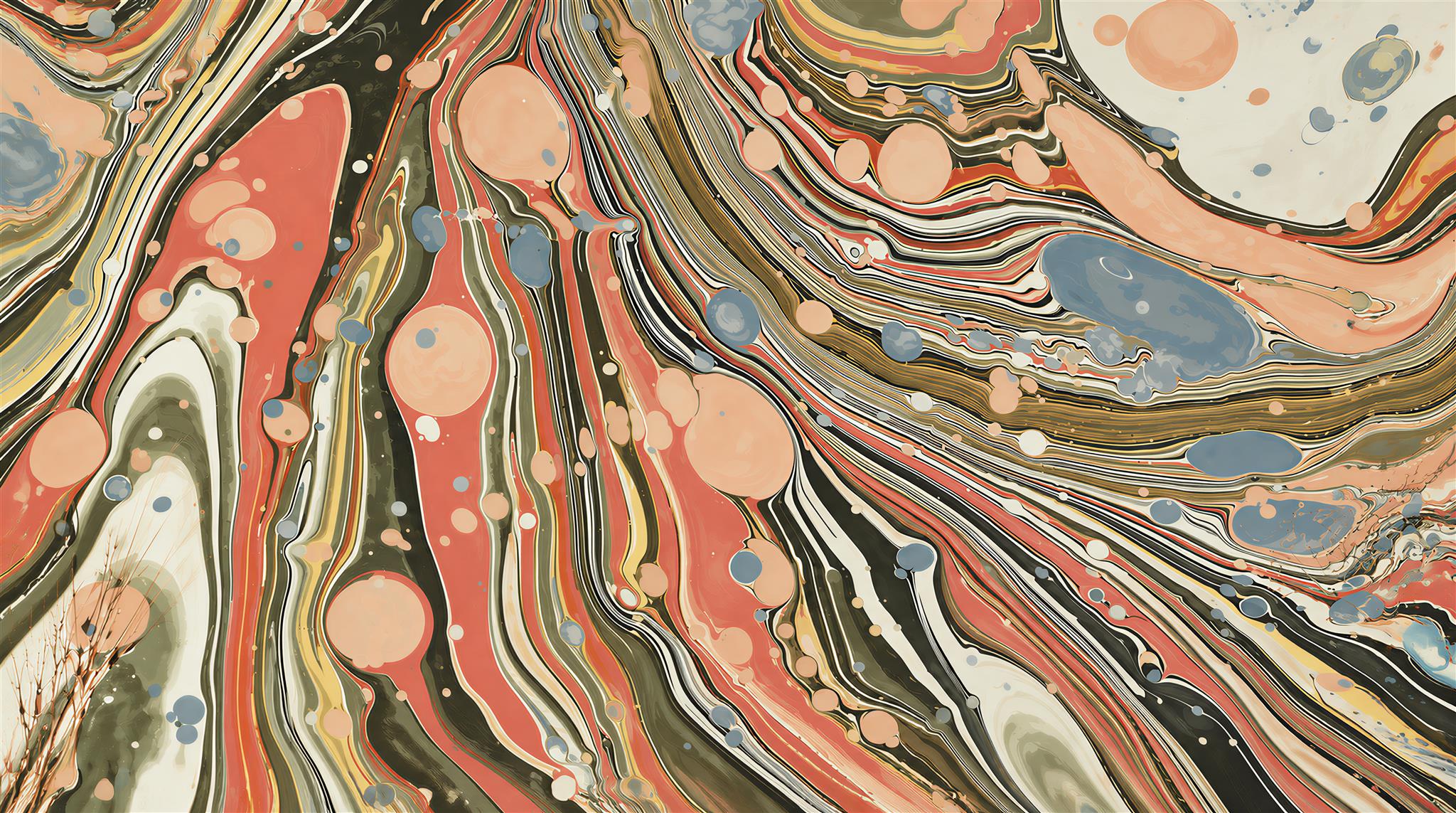 Terracotta Sage Fluid Marble Wallpaper Mural — Wallpaper Mural Design, Peel-and-stick Finish