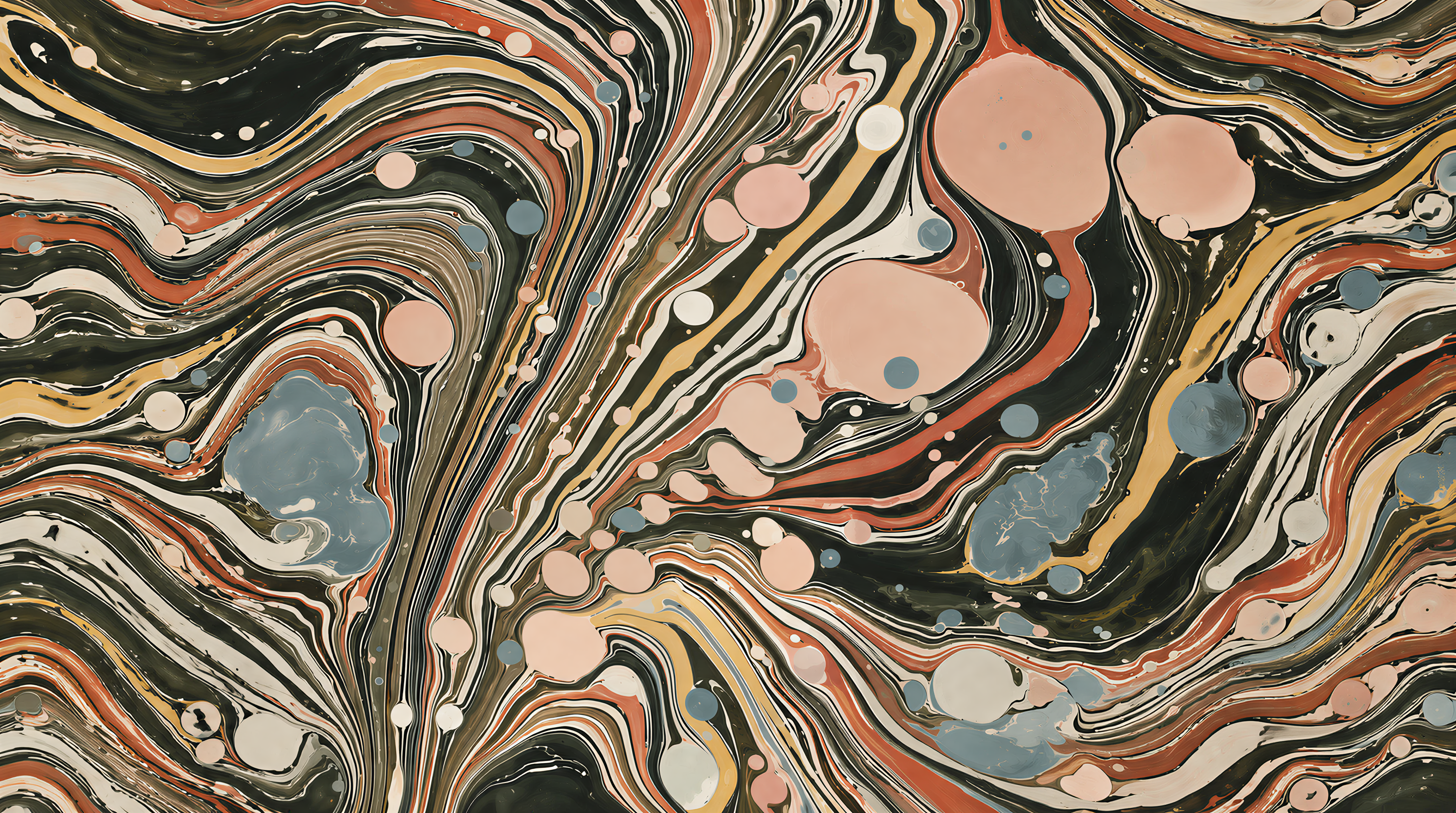 Red And Neutral Decorative Patterning Wallpaper Mural Layered Curved, Peel-and-stick Finish