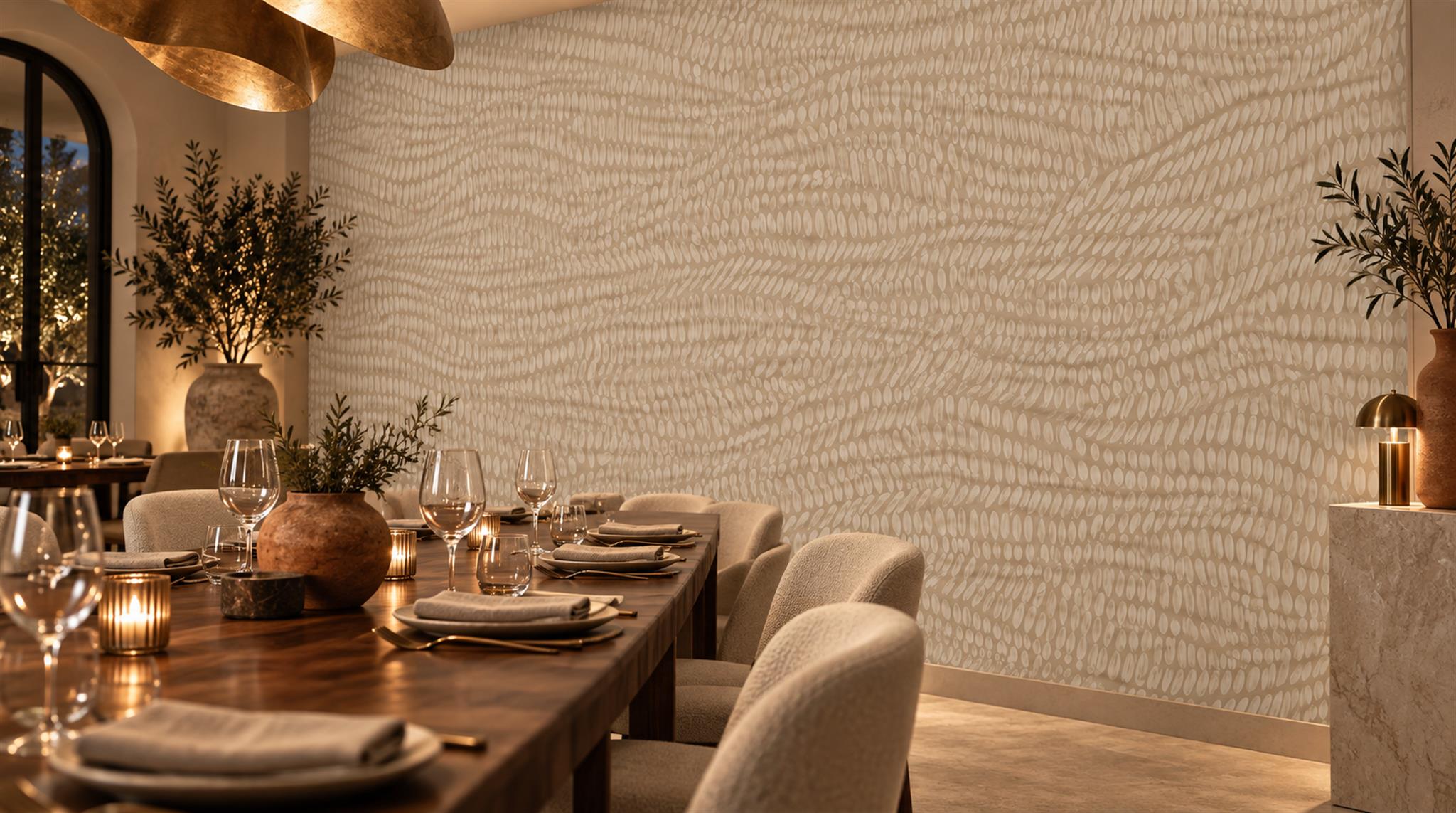 Beige And Neutral Abstract Forms Wallpaper Mural Bathroom-wallpaper-murals, Peel-and-stick Finish