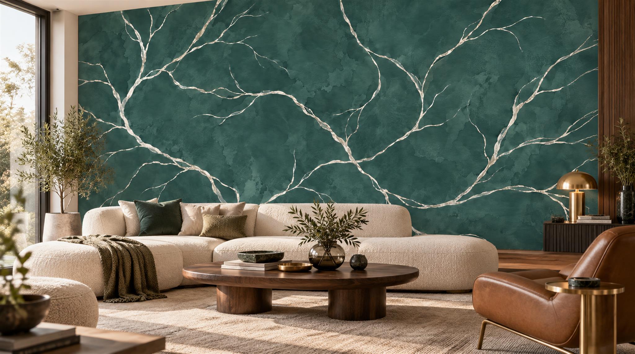 Red And Teal Marble Veining Wallpaper Mural Living-room-wallpaper-murals, Peel-and-stick Finish