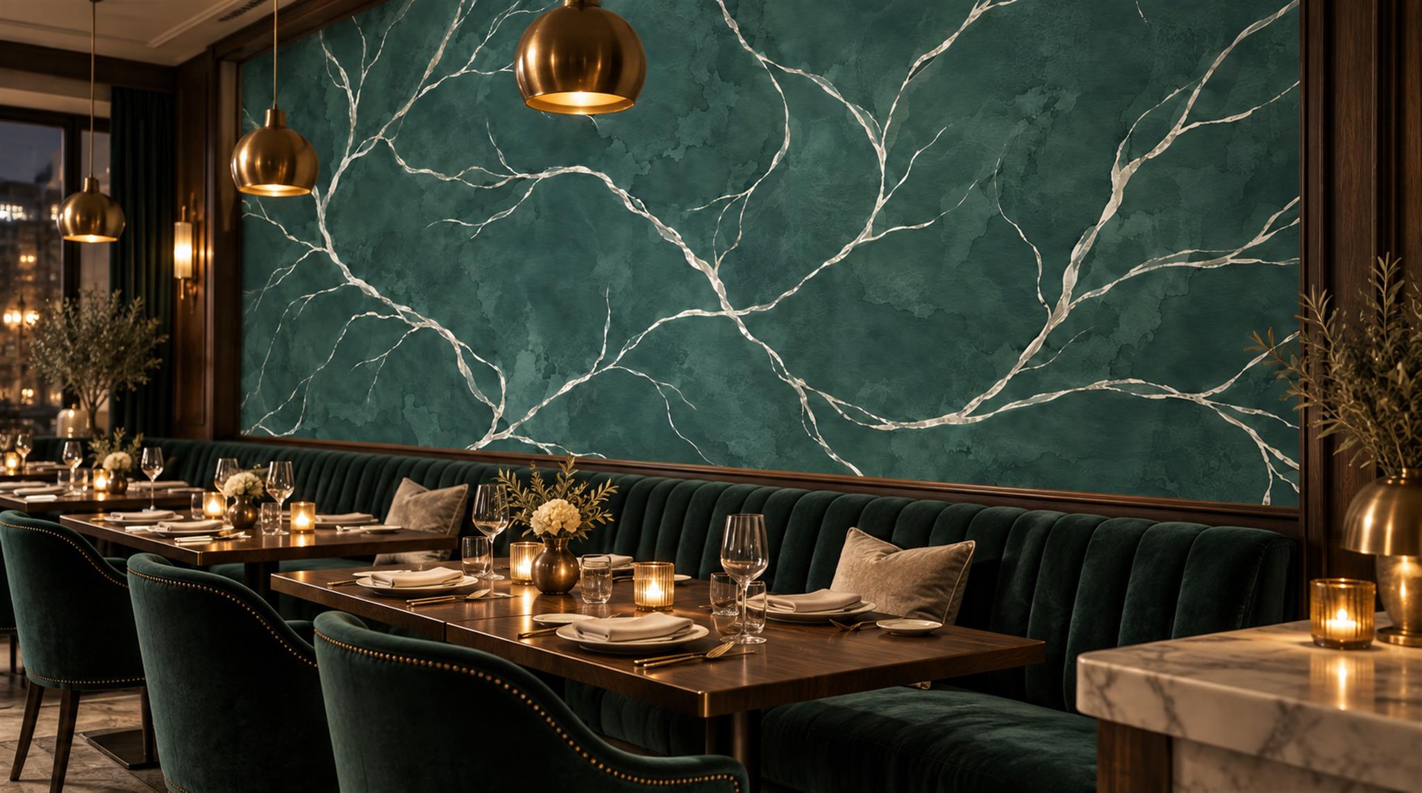 Red And Teal Marble Veining Wallpaper Mural Accent-wall-wallpaper-murals, Peel-and-stick Finish