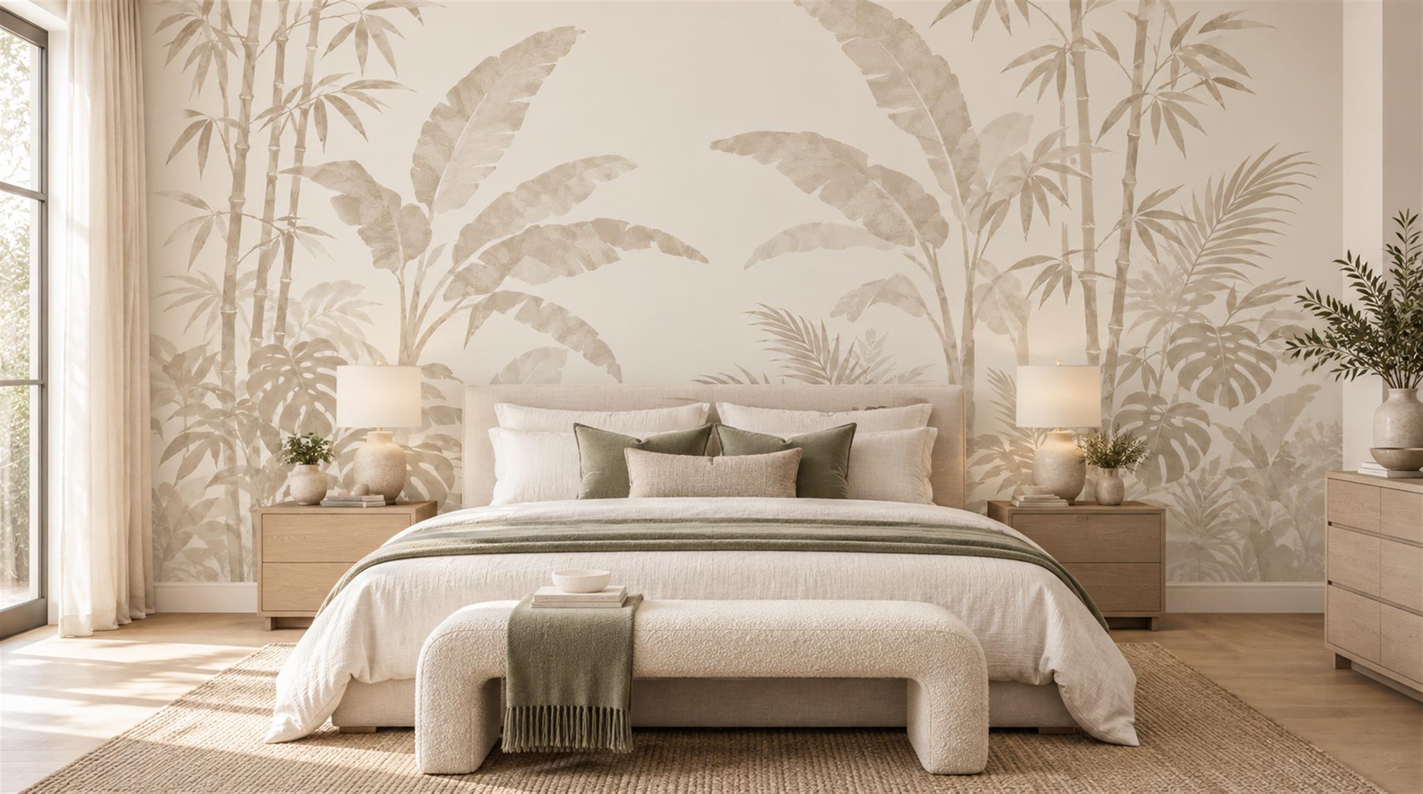 Ivory And Red Leaf Patterning Textured Wallpaper Mural Bedroom-wallpaper-murals, Peel-and-stick Finish