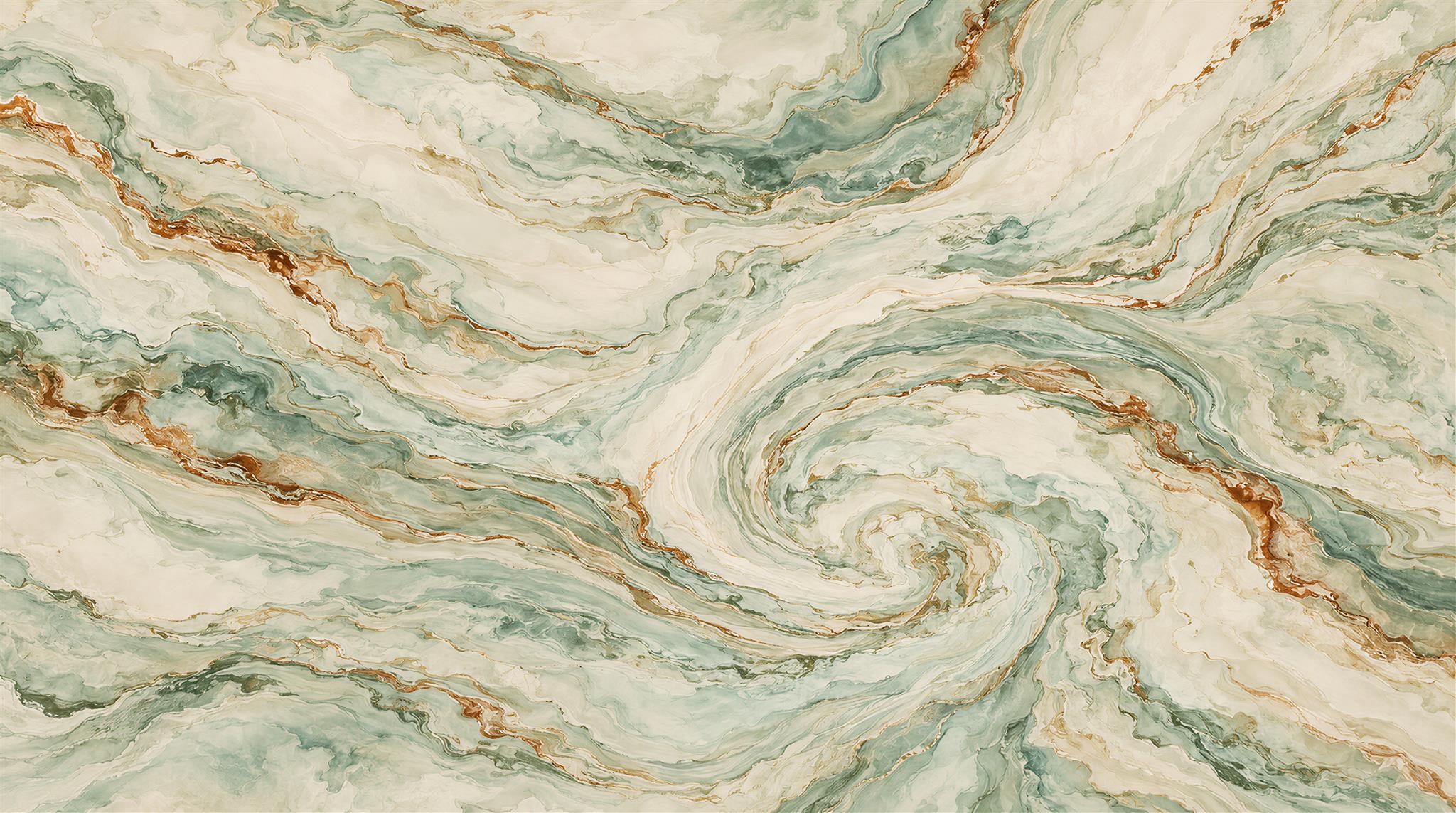 Sage Green And Rust Marble Wallpaper Mural — Wallpaper Mural Design, Peel-and-stick Finish