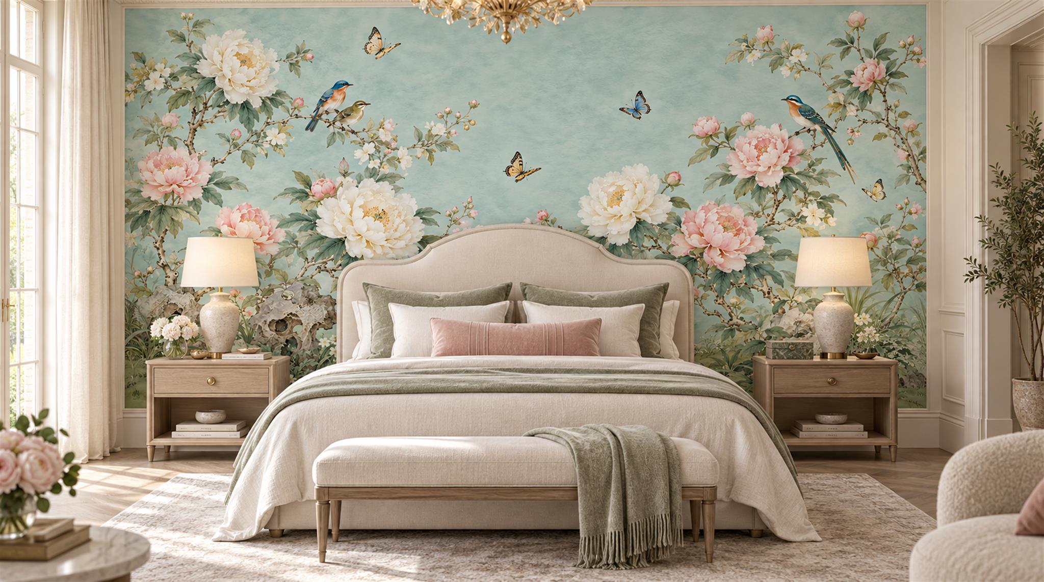 Red And Teal Decorative Patterning Textured Wallpaper Mural Bedroom-wallpaper-murals, Peel-and-stick Finish