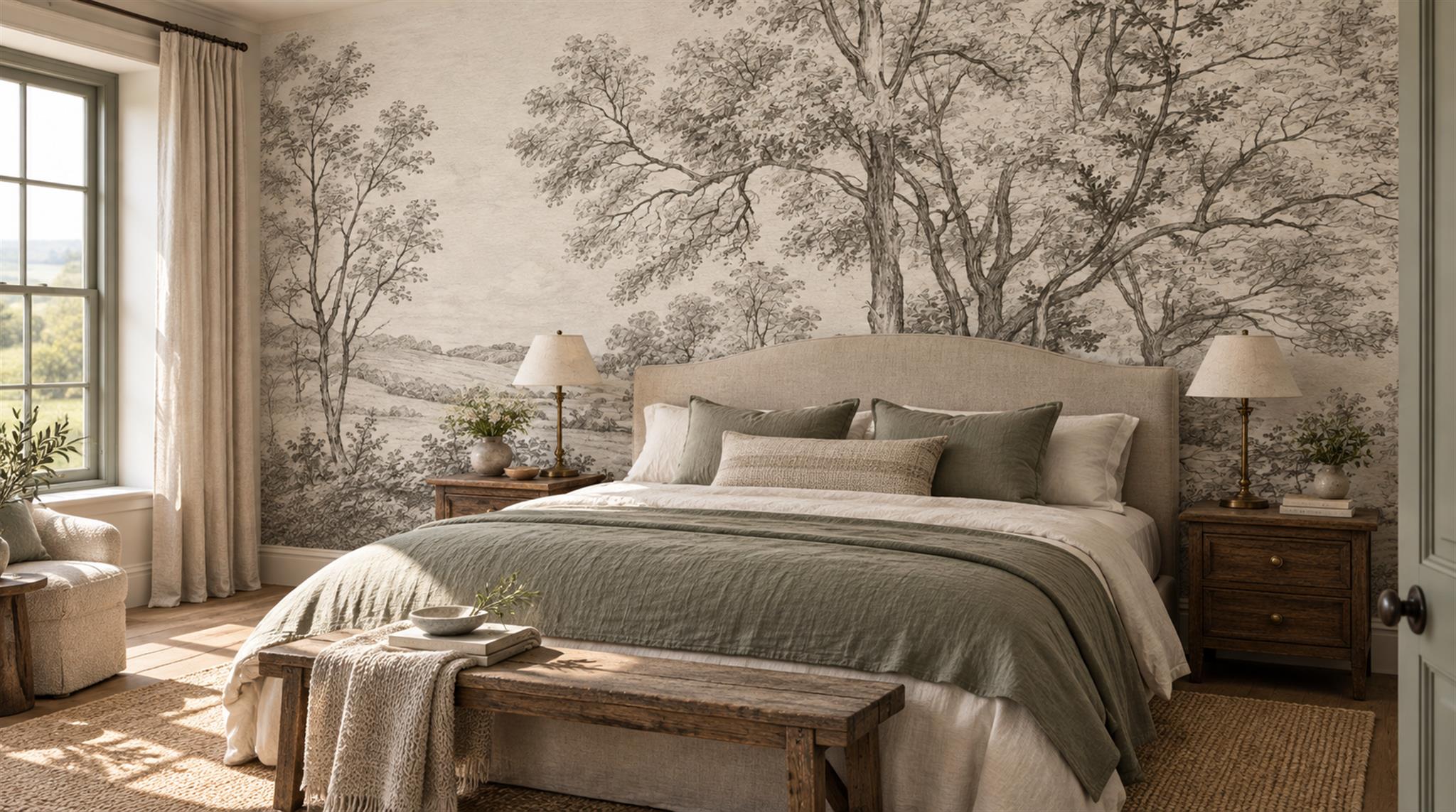 Neutral Abstract Forms Wallpaper Mural Accent-wall-wallpaper-murals, Peel-and-stick Finish