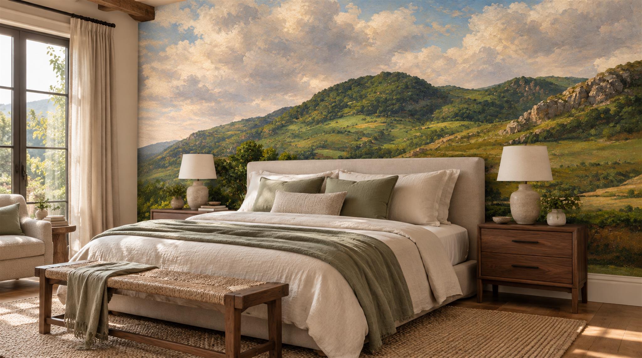 Gold And Neutral Abstract Forms Wallpaper Mural Feature-wall-wallpaper-murals, Peel-and-stick Finish