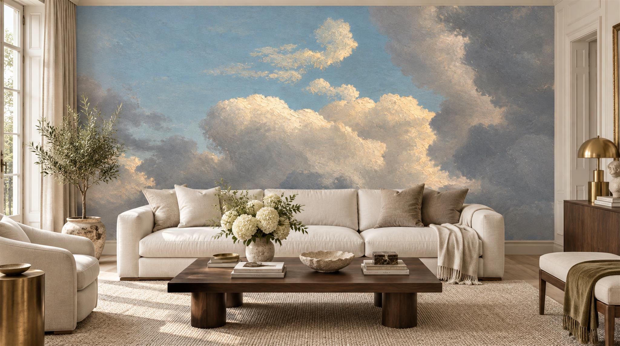 Red And Blue Decorative Patterning Organic Wallpaper Mural Living-room-wallpaper-murals, Peel-and-stick Finish