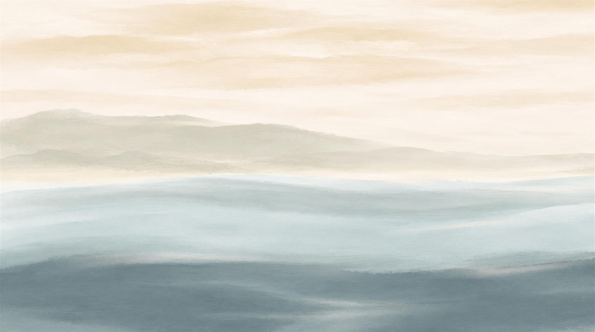 Red And Sage Green An Open Ocean View Wallpaper Accent-wall-wallpaper-murals, Peel-and-stick Finish