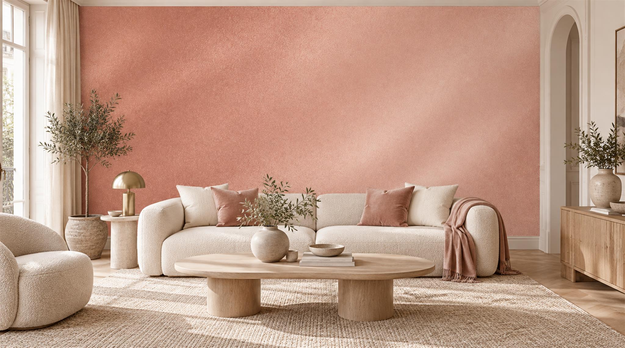 Soft Blush Pink Clouded Texture Wallpaper Mural — Wallpaper Mural Design, Peel-and-stick Finish