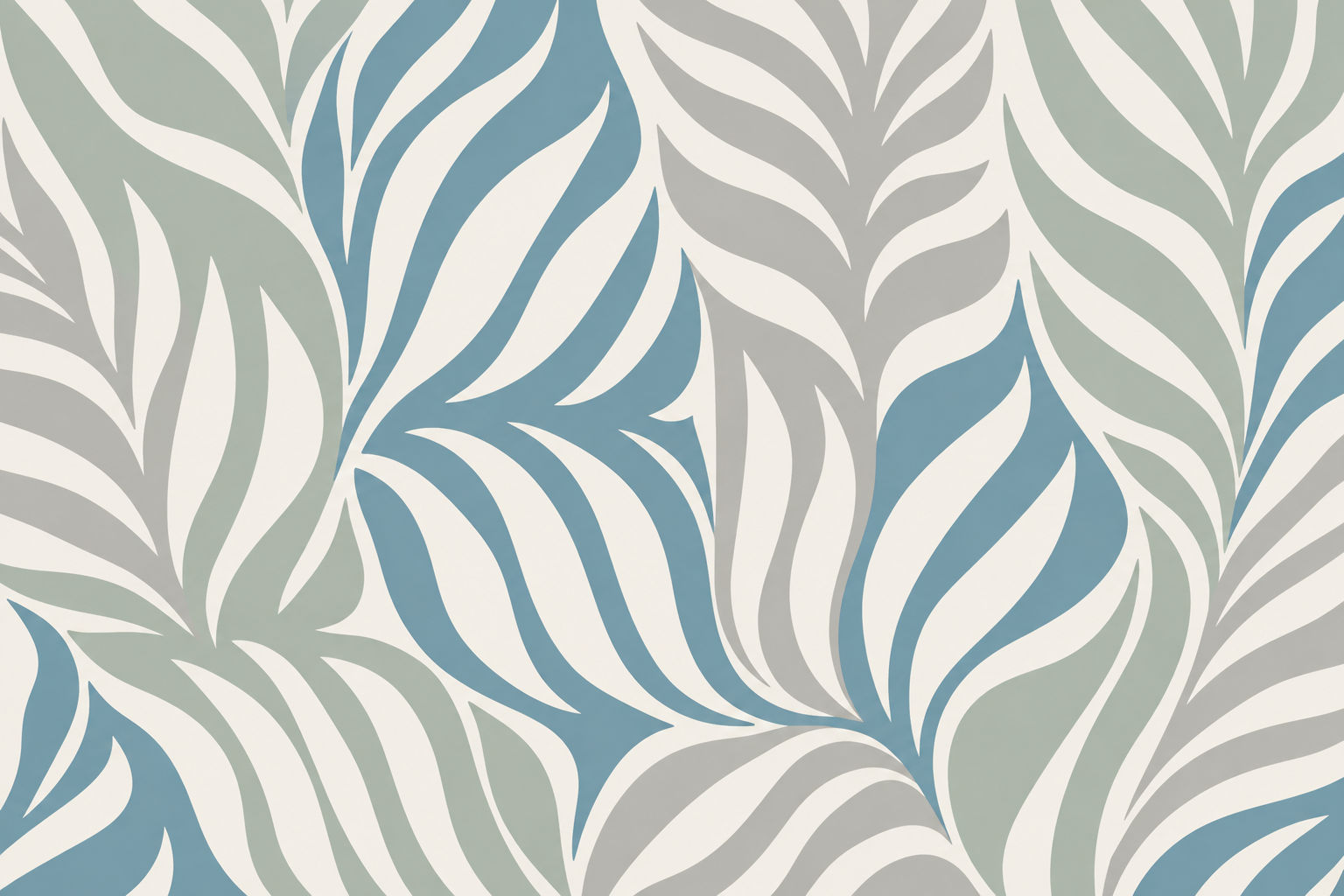 Blue And Neutral Leaf Patterning Wallpaper Mural Office-wallpaper-murals, Shown In A Home Office, Peel-and-stick Finish