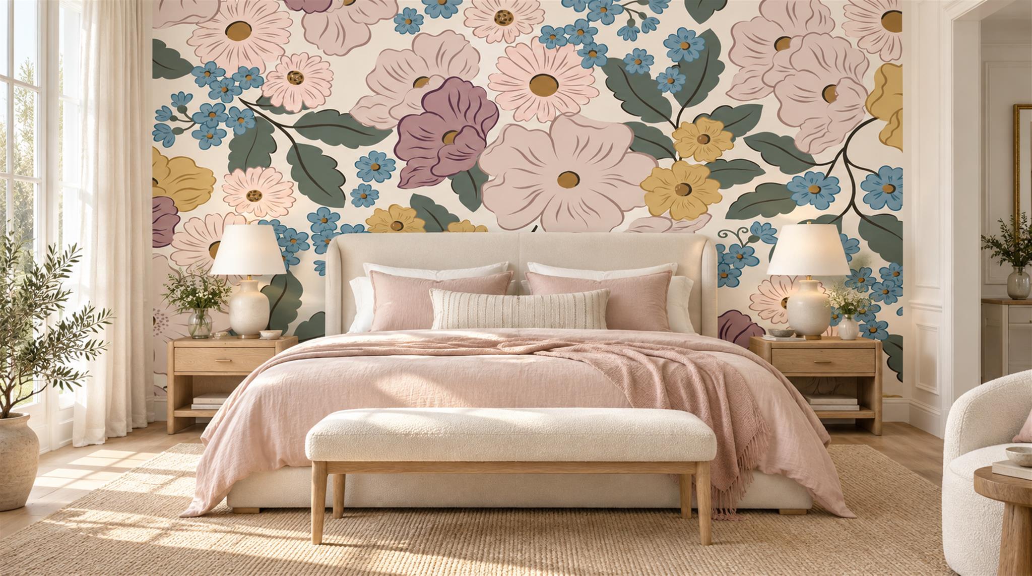 Soft Pastel And Neutral Abstract Forms Wallpaper Decorative Wallpaper Bedroom-wallpaper-murals, Peel-and-stick Finish