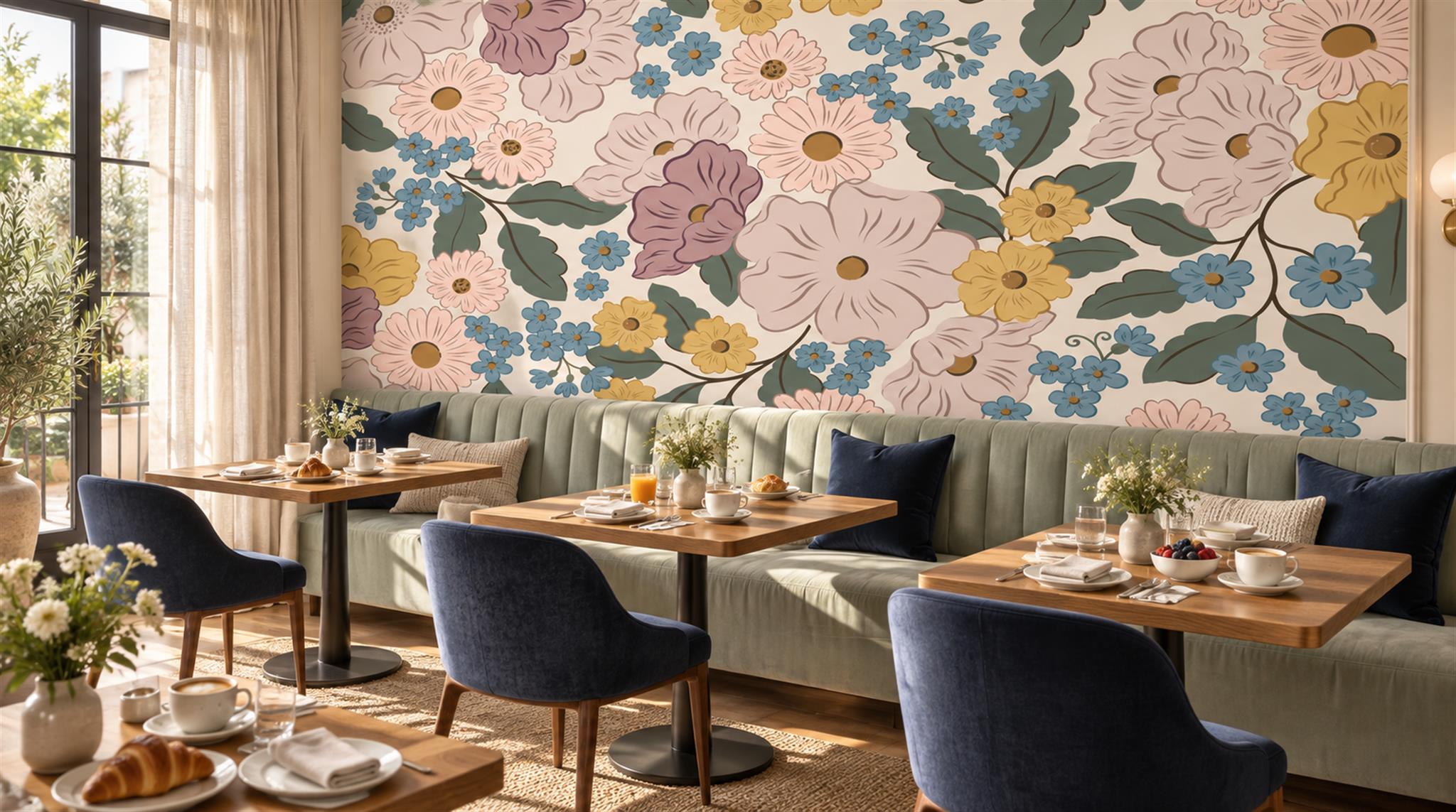 Soft Pastel And Neutral Abstract Forms Wallpaper Decorative Wallpaper Accent-wall-wallpaper-murals, Peel-and-stick Finish