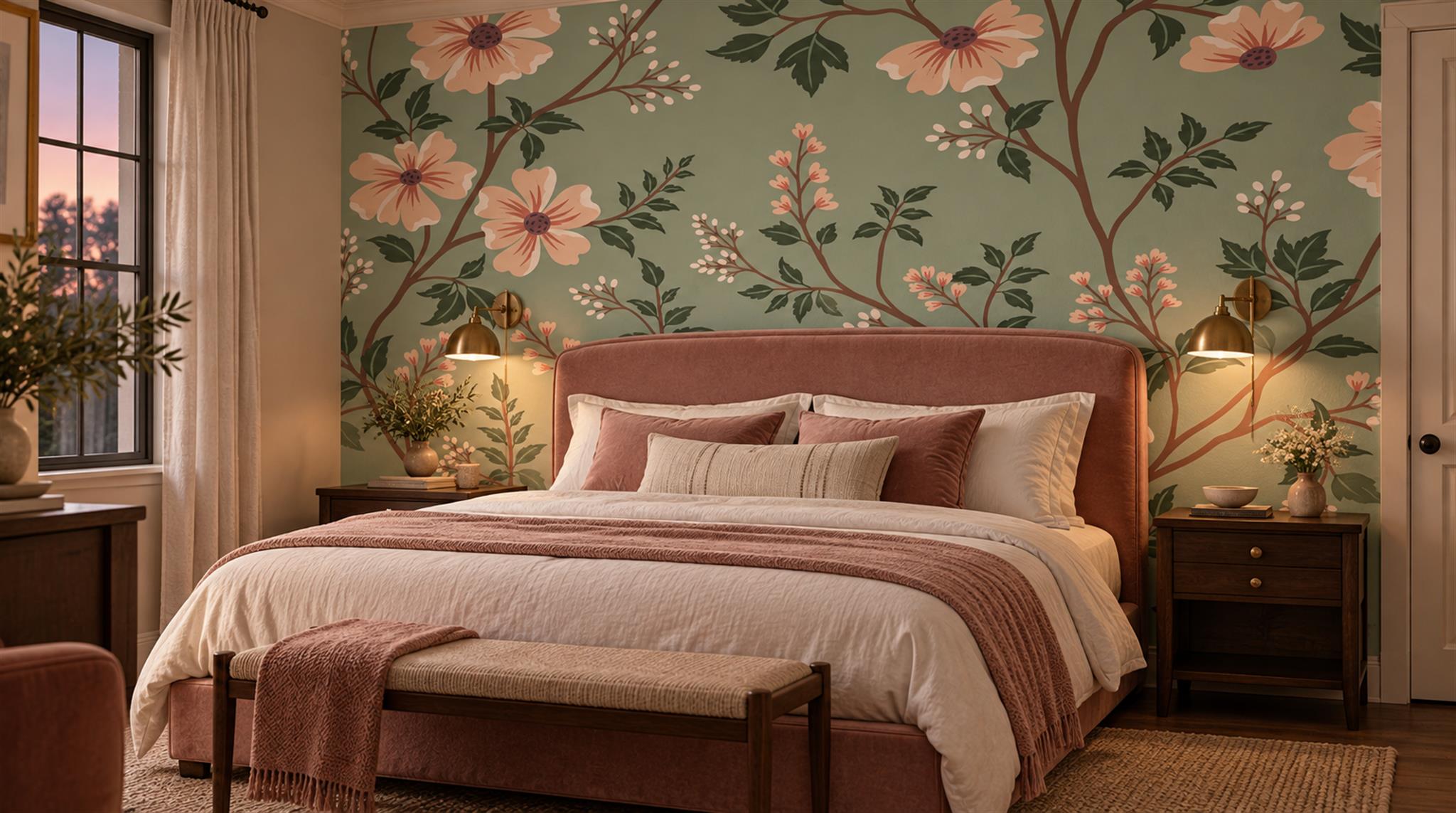 Sage Green And Neutral Abstract Forms Wallpaper Bedroom-wallpaper-murals, Peel-and-stick Finish
