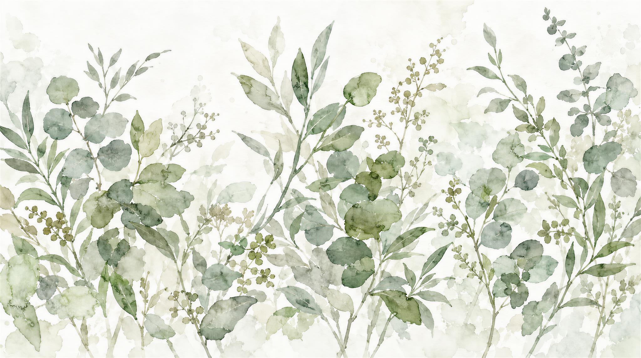 Sage Green And Neutral Abstract Forms Wallpaper Decorative Wallpaper Accent-wall-wallpaper-murals, Peel-and-stick Finish
