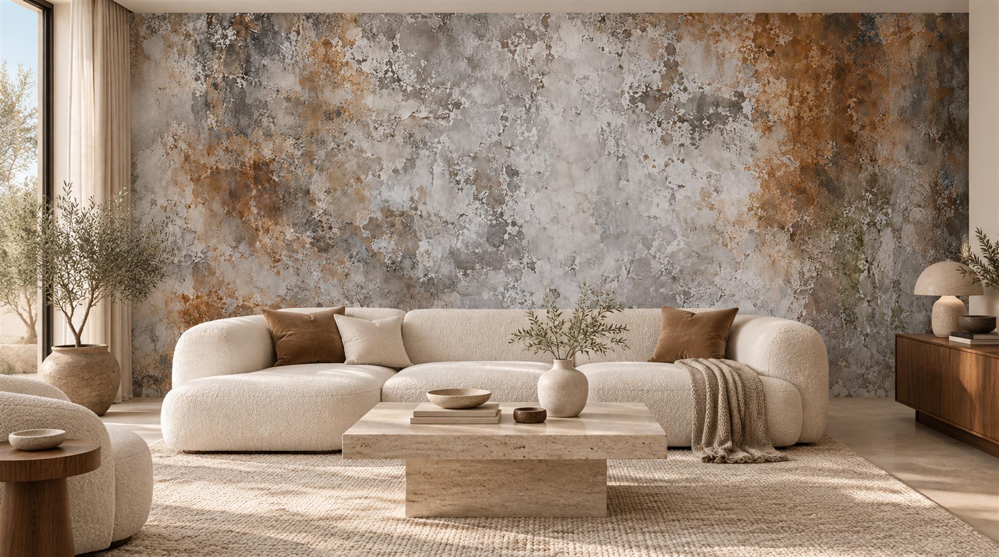 Weathered Grey And Rust Stone Texture Wallpaper Mural — Wallpaper Mural Design, Peel-and-stick Finish