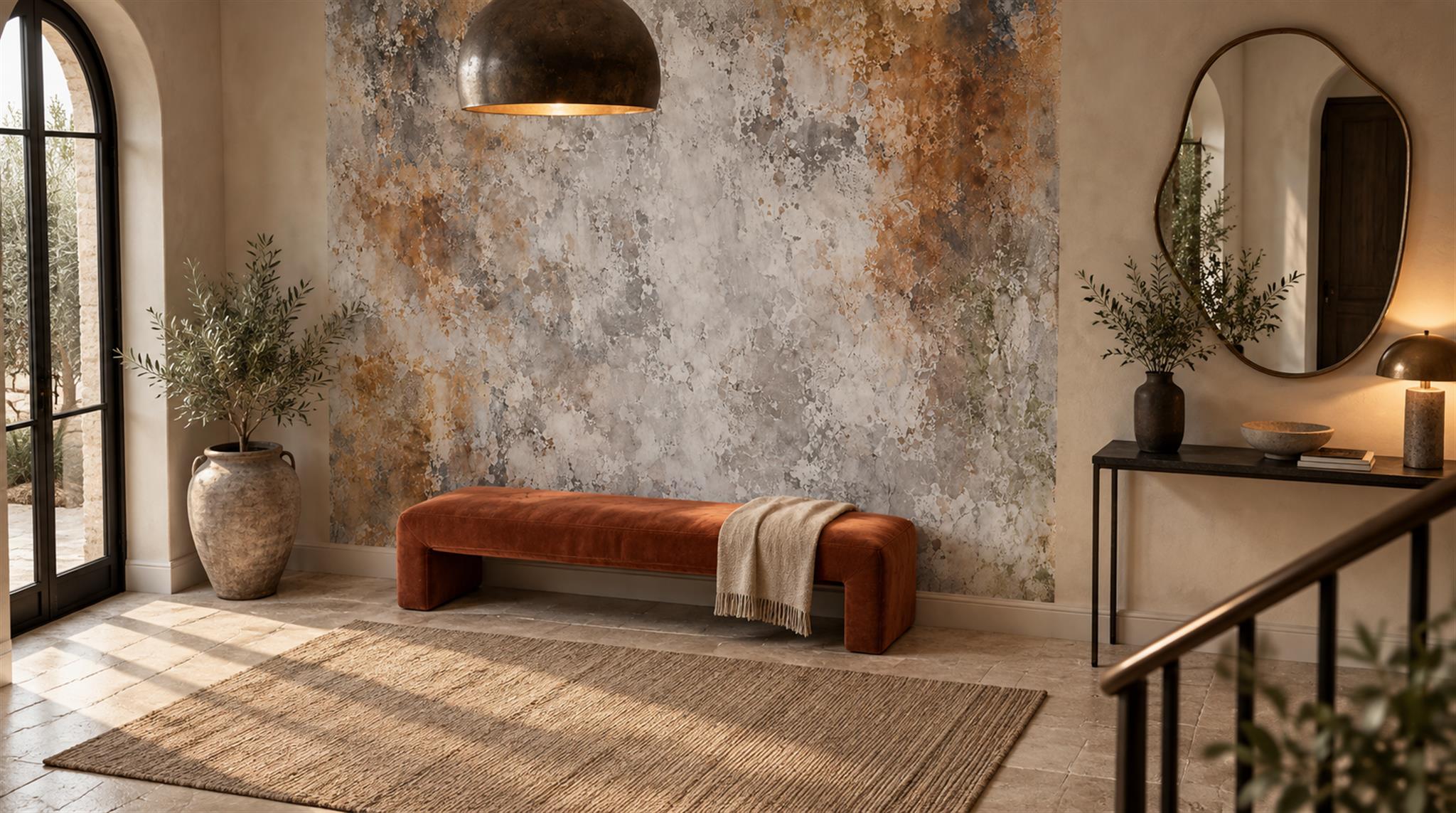 Grey And Neutral Stone Texture Wallpaper Mural Living-room-wallpaper-murals, Peel-and-stick Finish