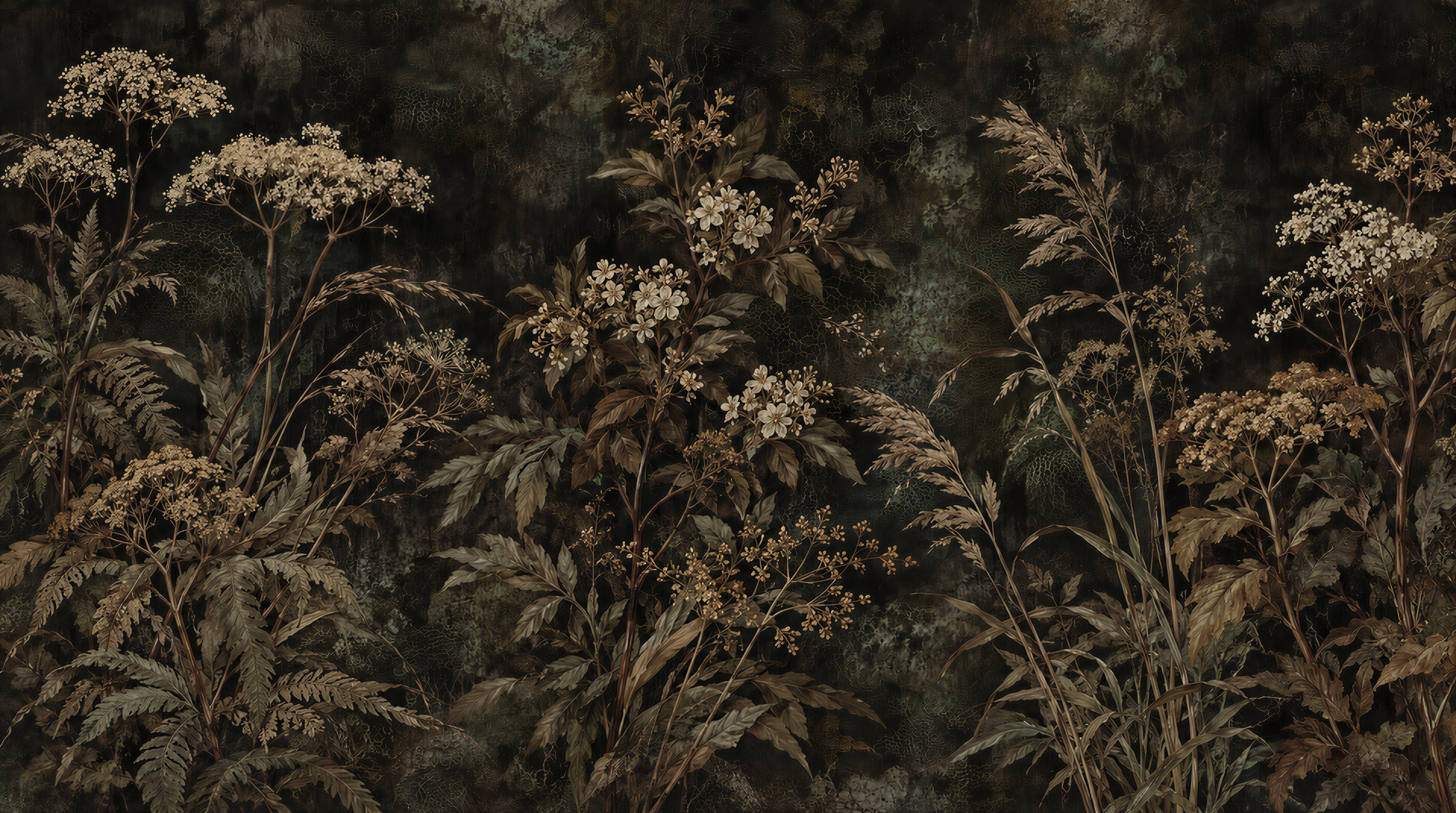 Neutral Leaf Patterning Wallpaper Mural, Peel-and-stick Finish