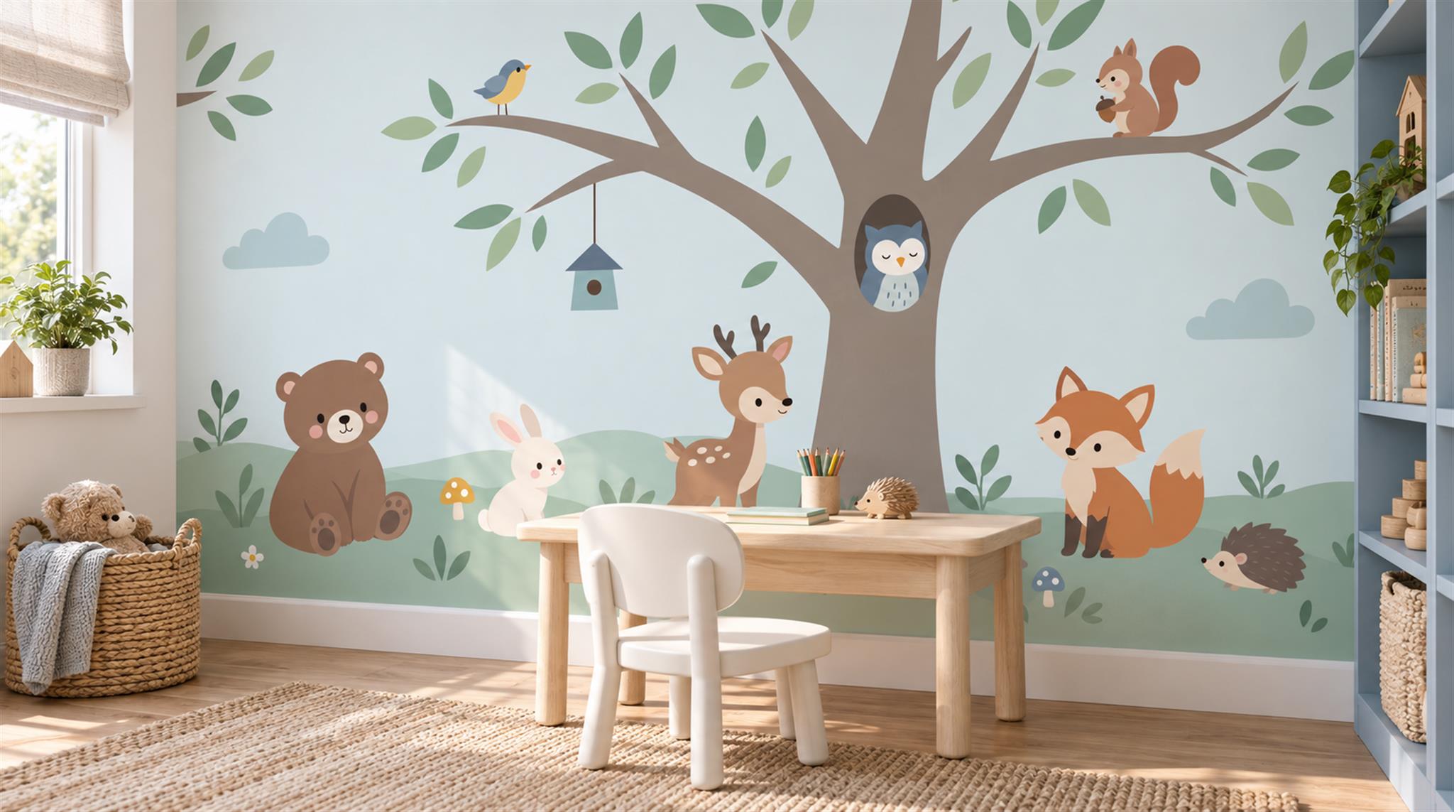 Soft Pastel And Neutral Abstract Forms Wallpaper Layered Wallpaper Nursery-wallpaper-murals, Peel-and-stick Finish