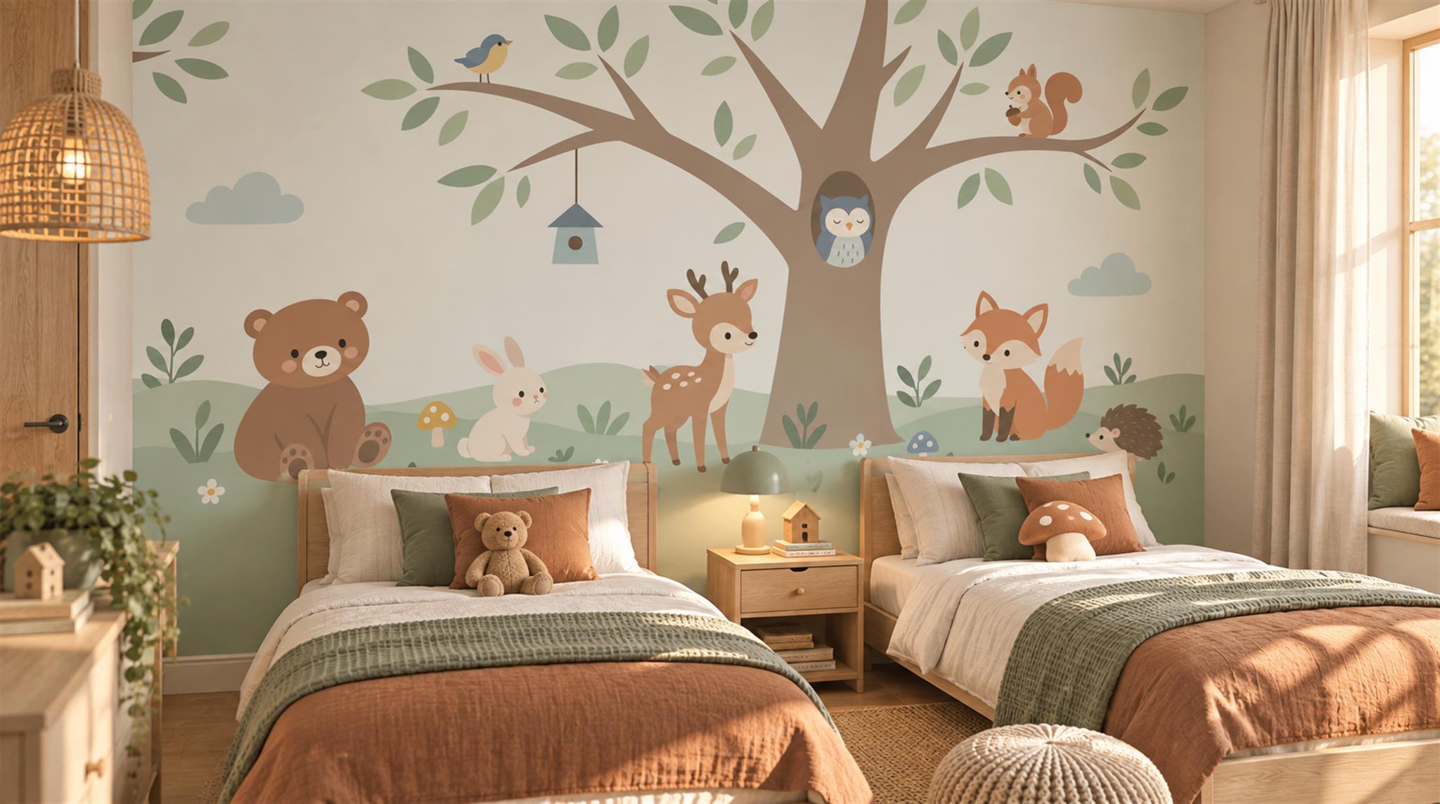 Soft Pastel And Neutral Abstract Forms Wallpaper Layered Wallpaper Nursery-wallpaper-murals, Peel-and-stick Finish