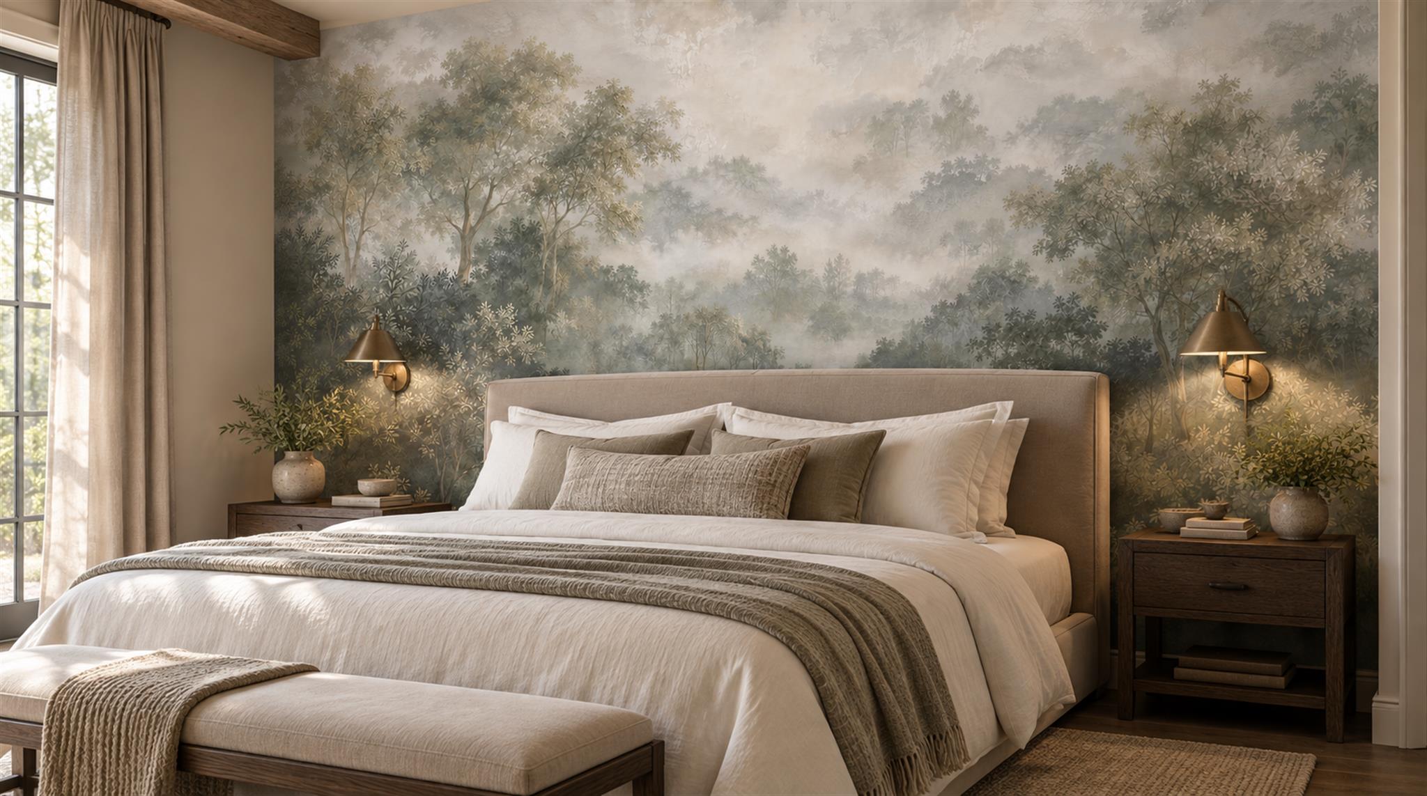 Grey And Neutral Abstract Forms Wallpaper Mural Accent-wall-wallpaper-murals, Peel-and-stick Finish