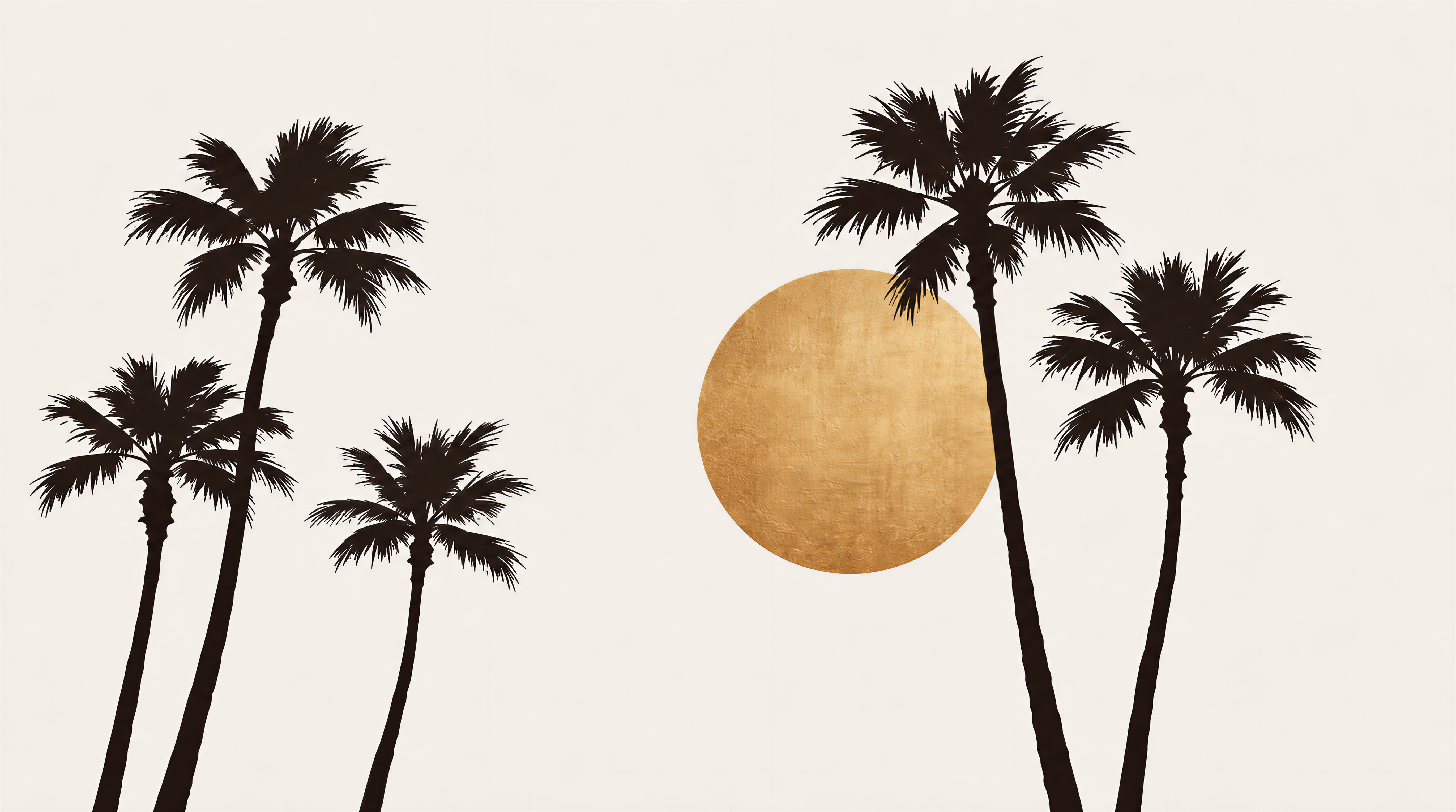 Cream And Neutral Palm Leaves Wallpaper Mural Dining-room-wallpaper-murals, Peel-and-stick Finish