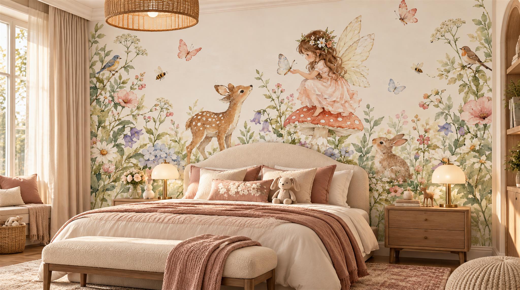 Ivory And Neutral Abstract Forms Decorative Wallpaper Mural Accent-wall-wallpaper-murals, Peel-and-stick Finish