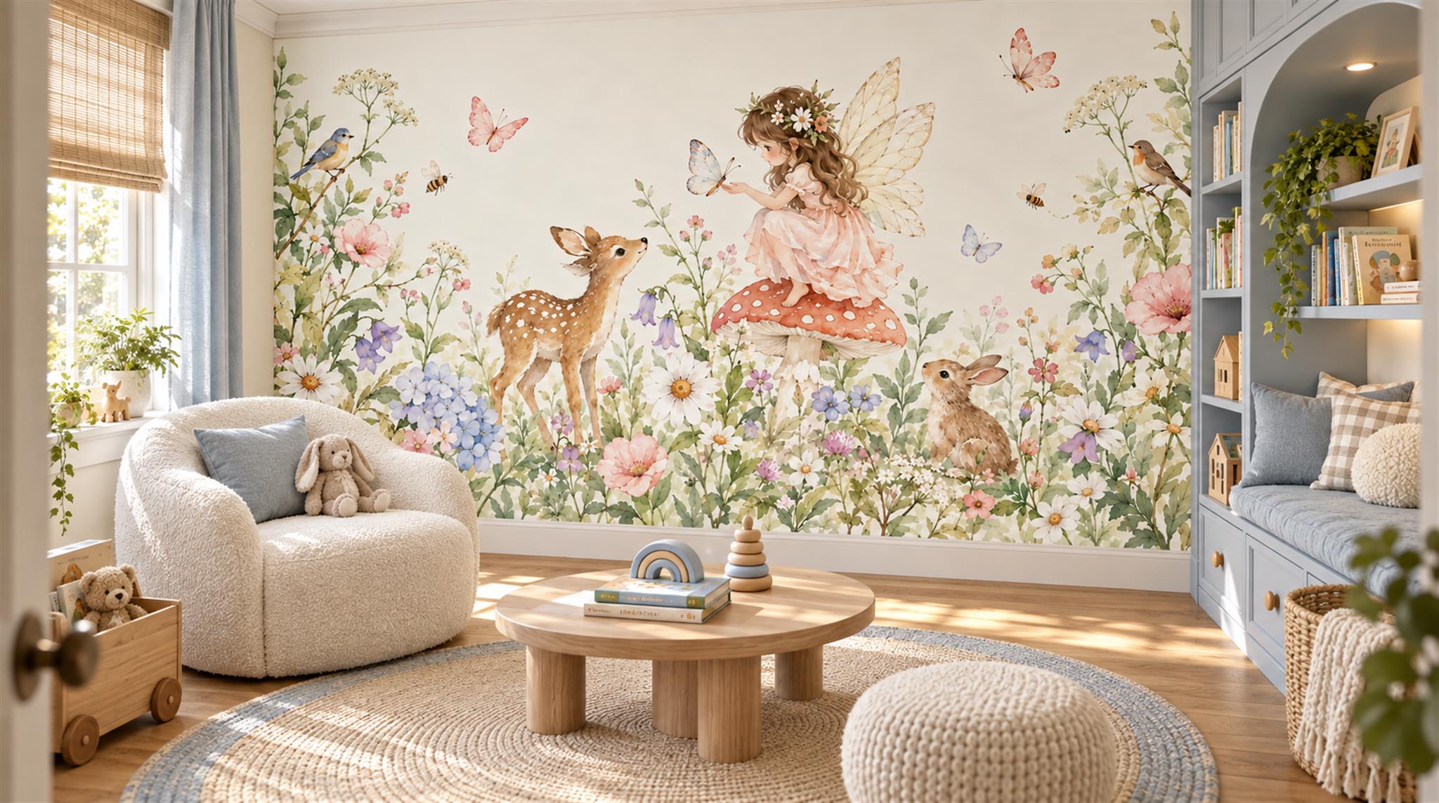 Ivory And Neutral Abstract Forms Decorative Wallpaper Mural Accent-wall-wallpaper-murals, Peel-and-stick Finish