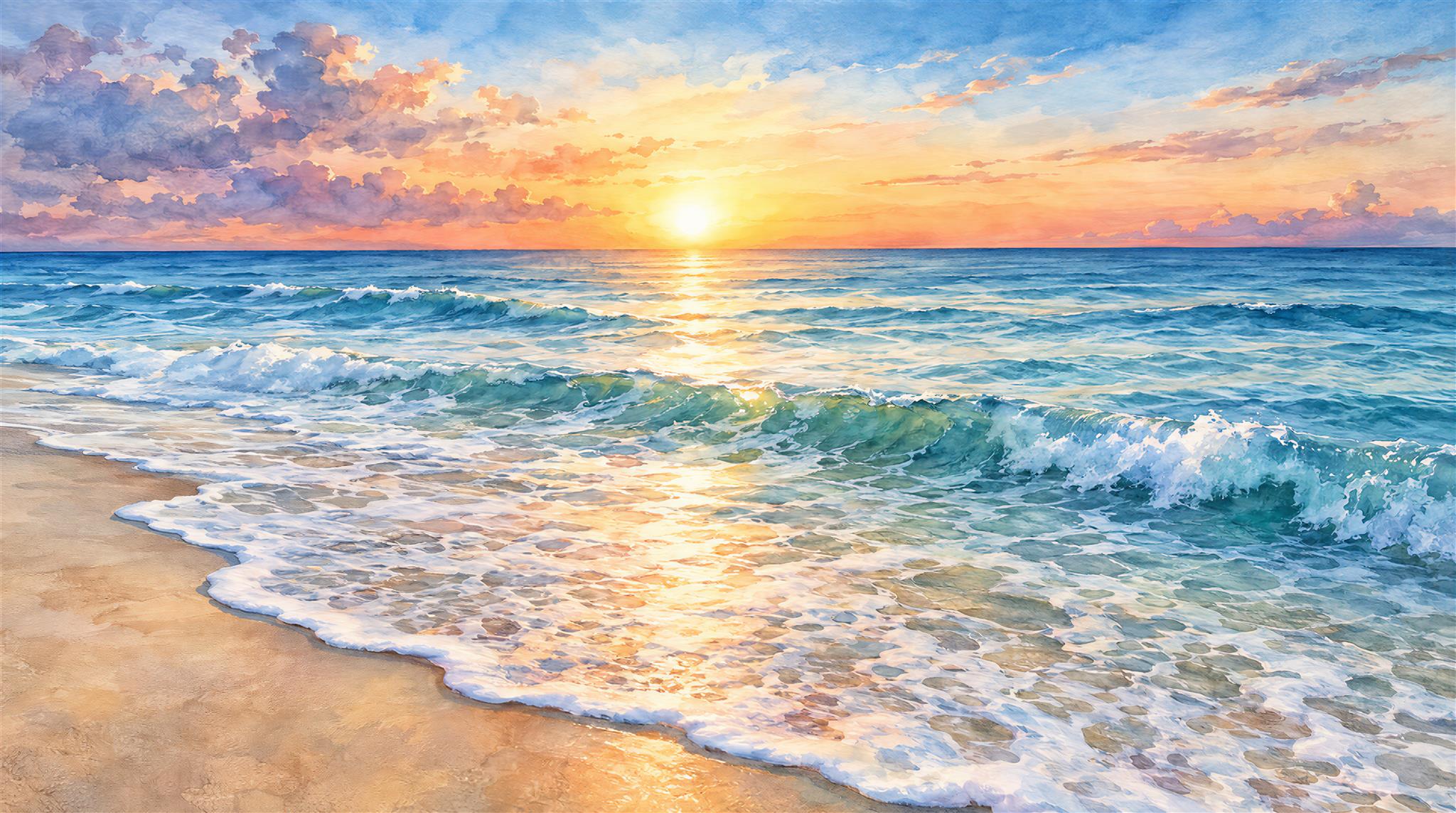 Neutral A Coastal Scene Wallpaper Mural Accent-wall-wallpaper-murals, Peel-and-stick Finish