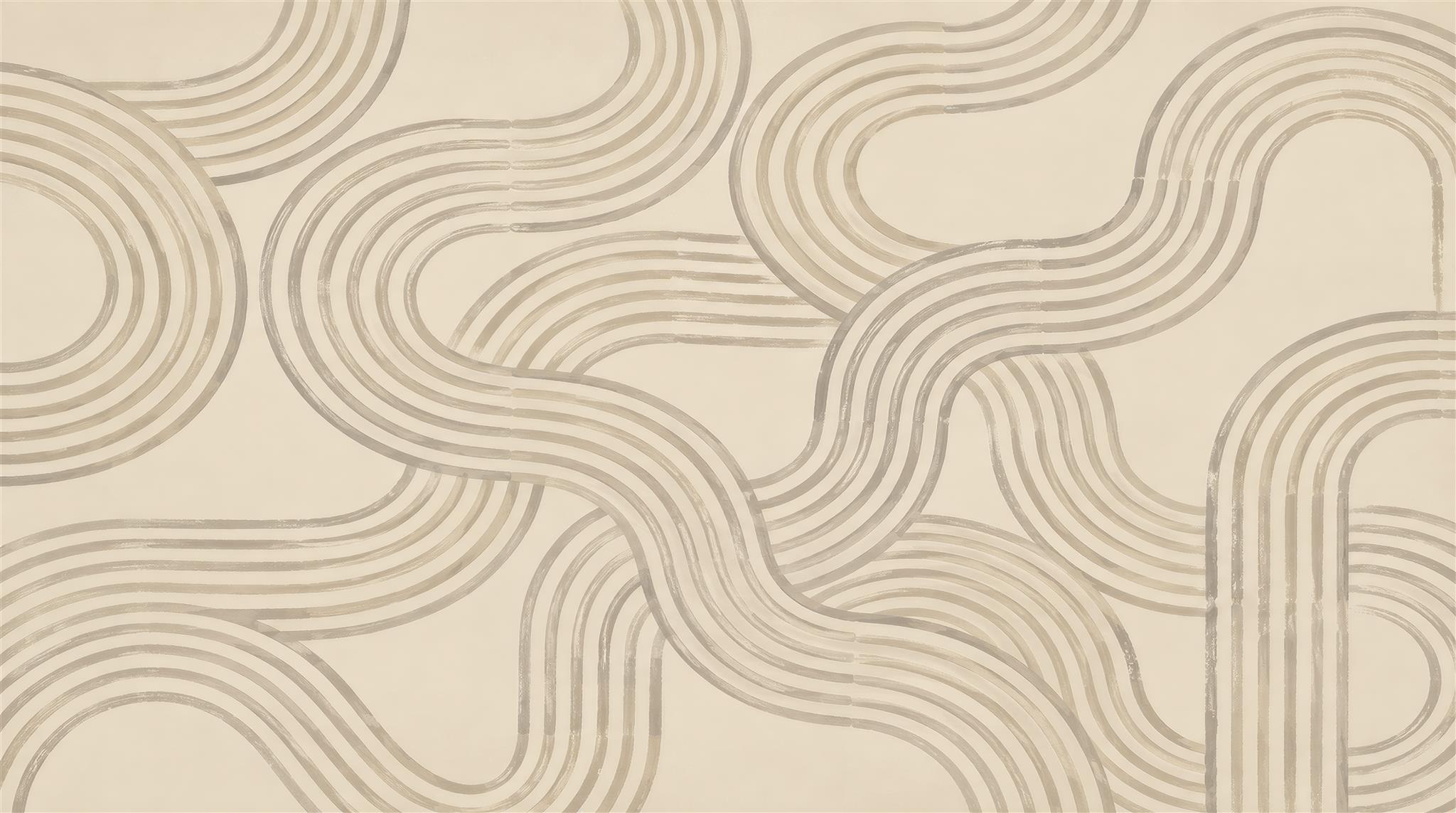 Beige And Tan Abstract Forms Wallpaper Mural, Peel-and-stick Finish
