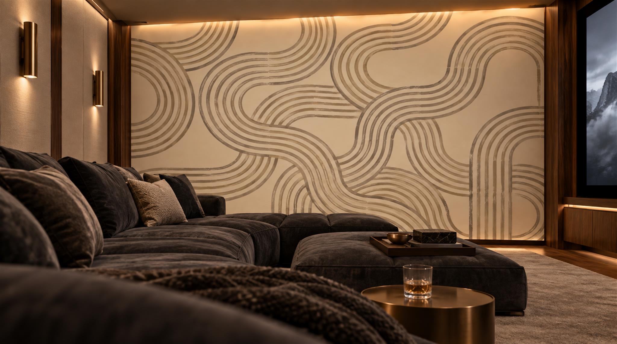 Beige And Tan Abstract Forms Wallpaper Mural, Peel-and-stick Finish