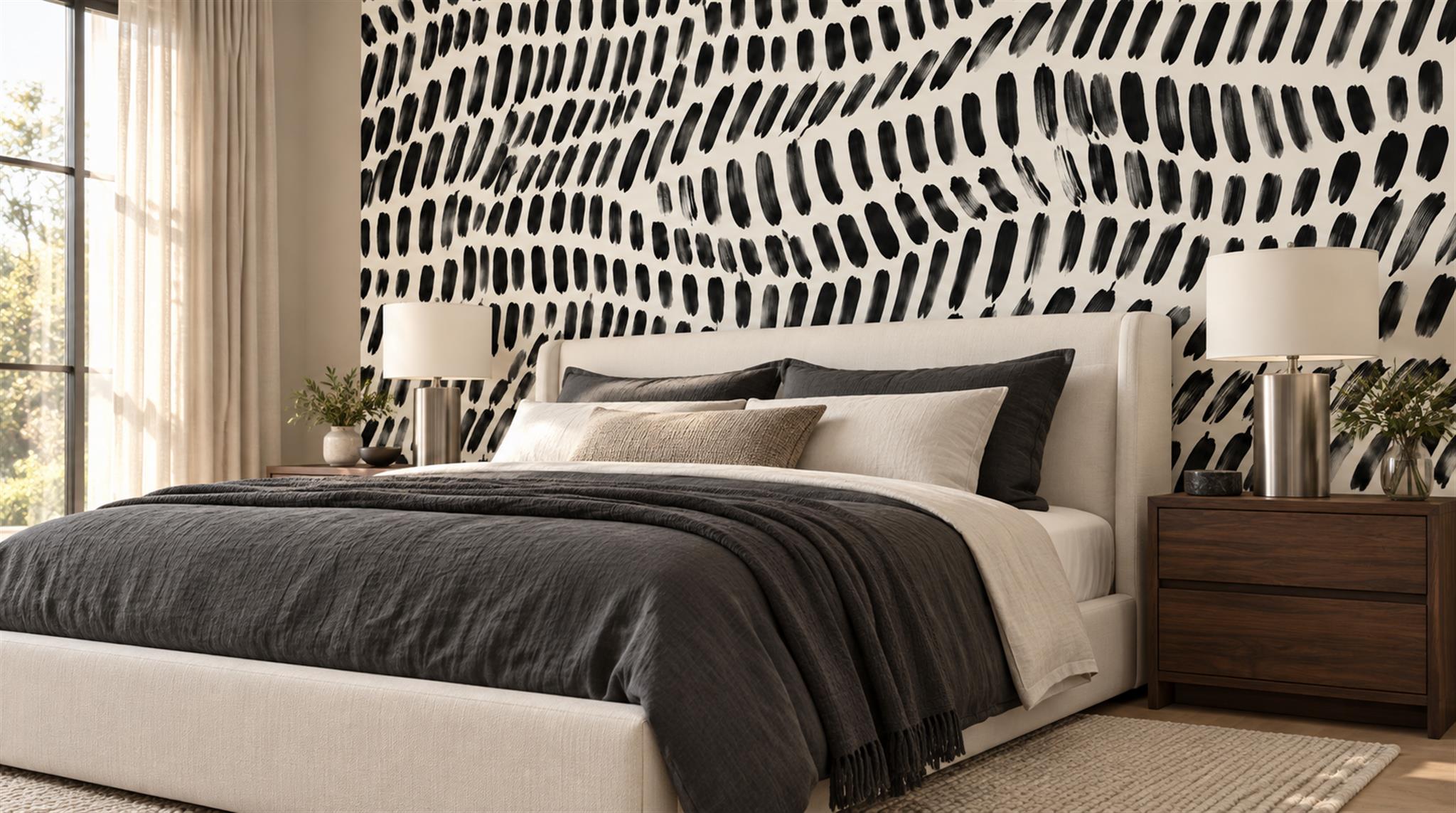 Neutral Abstract Forms Layered Wallpaper Mural Bedroom-wallpaper-murals, Peel-and-stick Finish